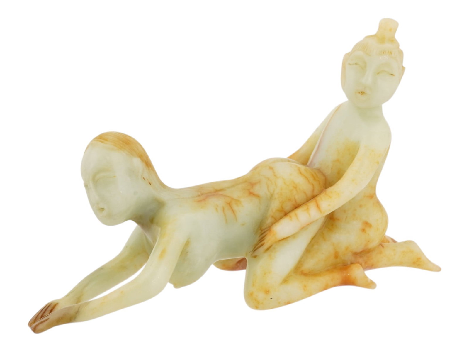 ANTIQUE CHINESE CARVED JADE EROTIC FIGURE (1 of 8)