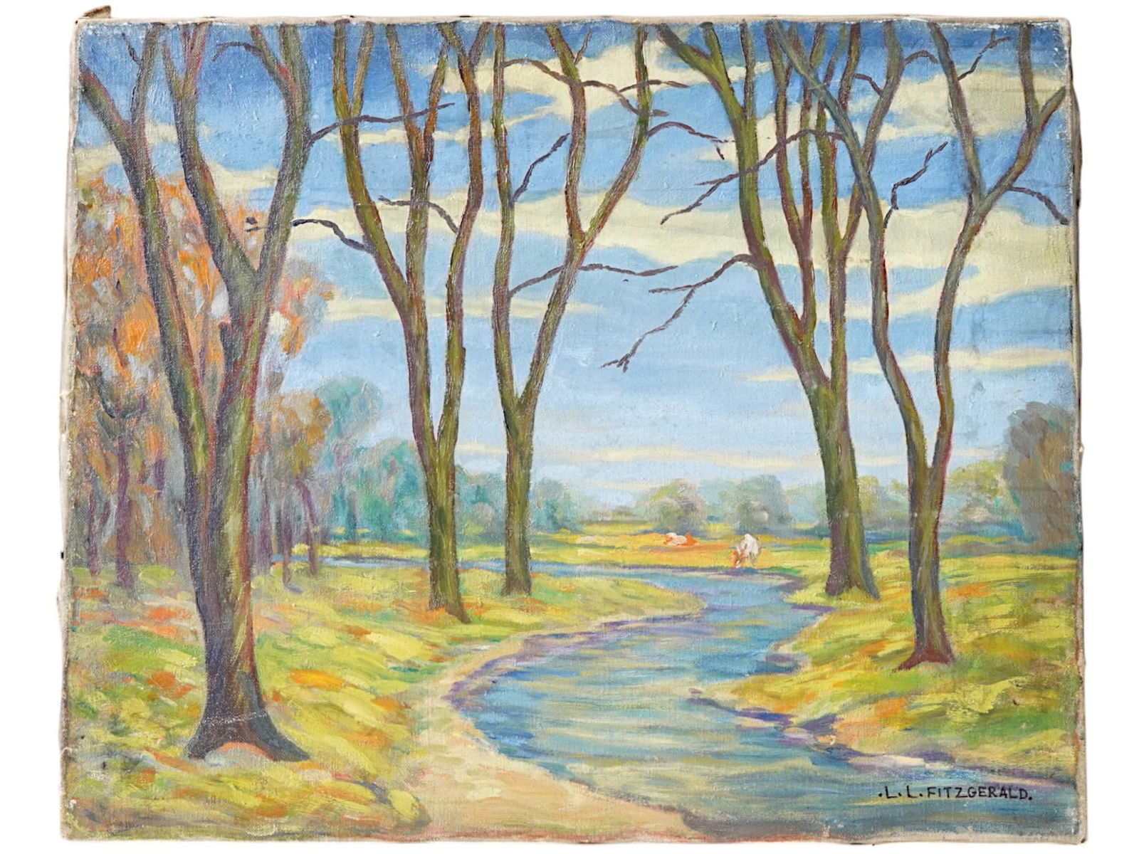 VINTAGE LANDSCAPE OIL PAINTING: An oil painting on canvas depicting a landscape. Signed lower right. Fine Art, Home Decor, and Collectibles. THIS LOT IS ELIGIBLE FOR A 30-DAY UNCONDITIONAL RETURN FROM THE DATE OF THE SALE. R