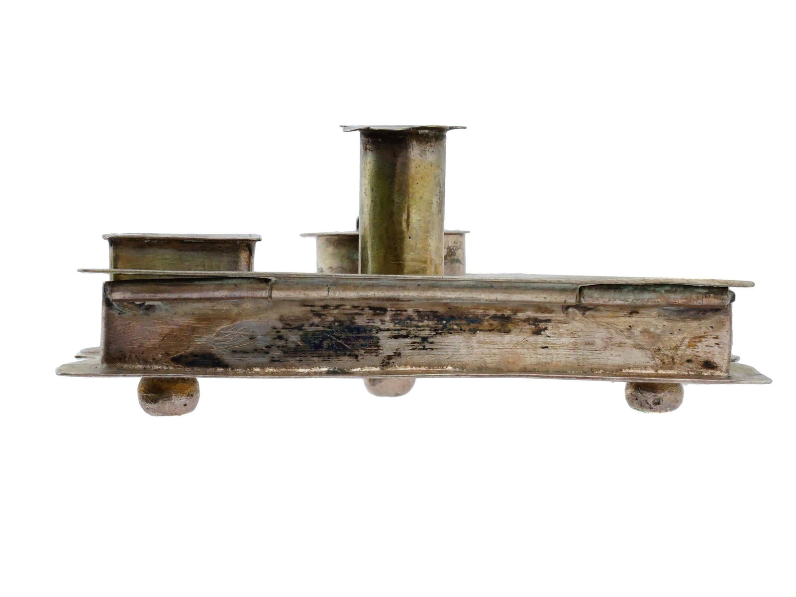 ANTIQUE SILVER INKSTAND WITH MULTIPLE COMPARTMENTS - 5