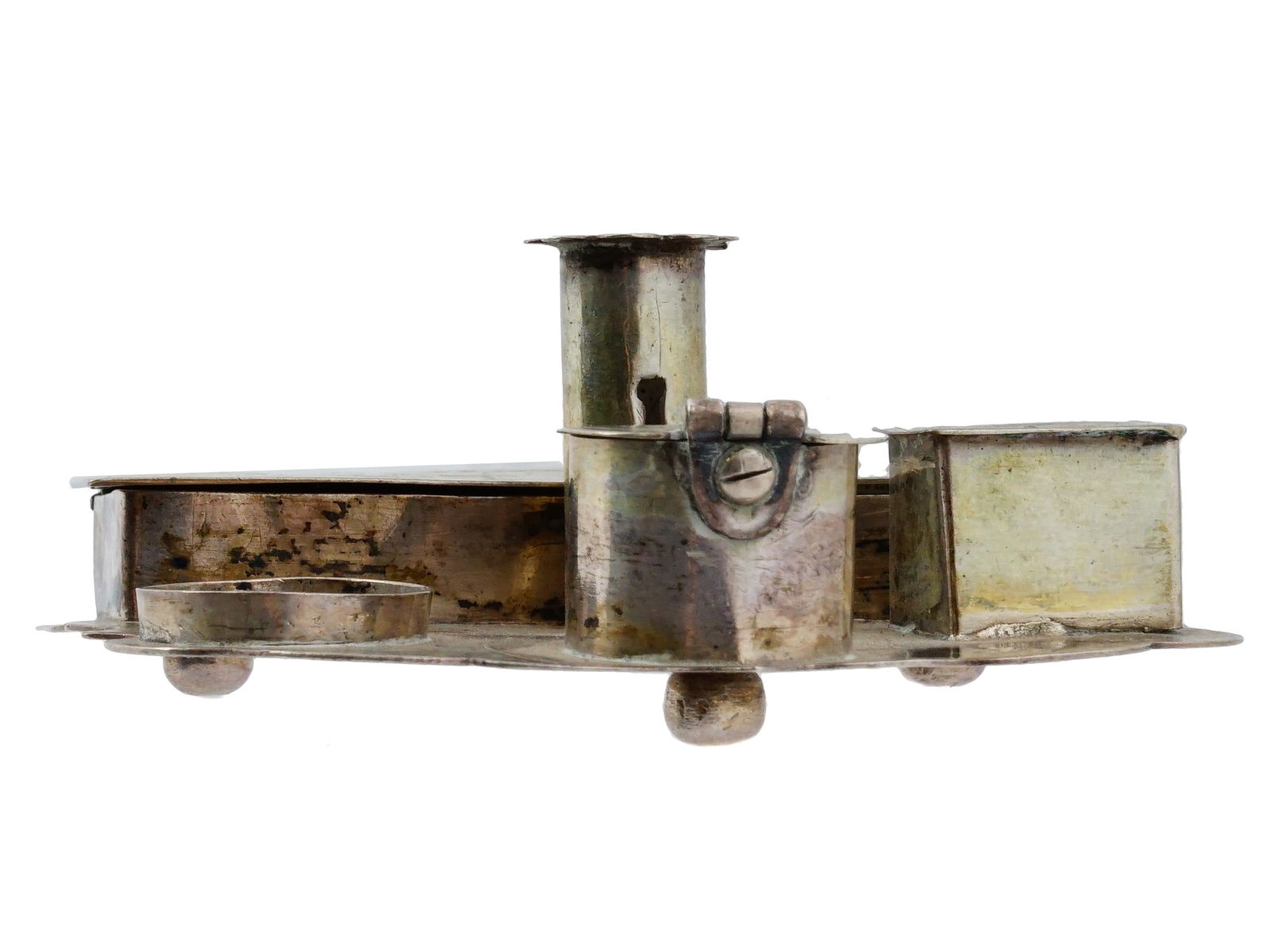 ANTIQUE SILVER INKSTAND WITH MULTIPLE COMPARTMENTS - 9