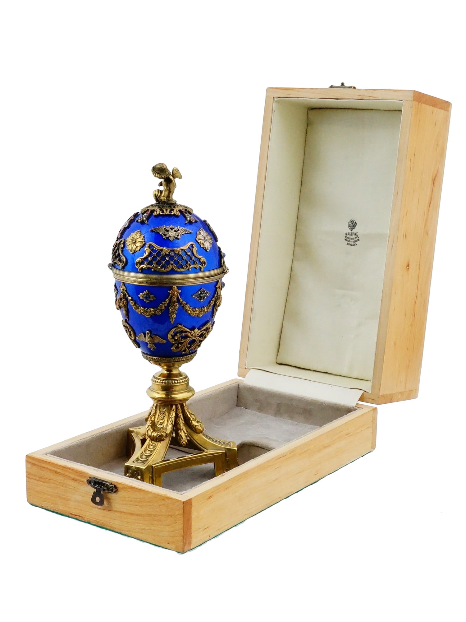 RUSSIAN SILVER ENAMEL DIAMOND EGG SURPRISE RABBIT (1 of 18)