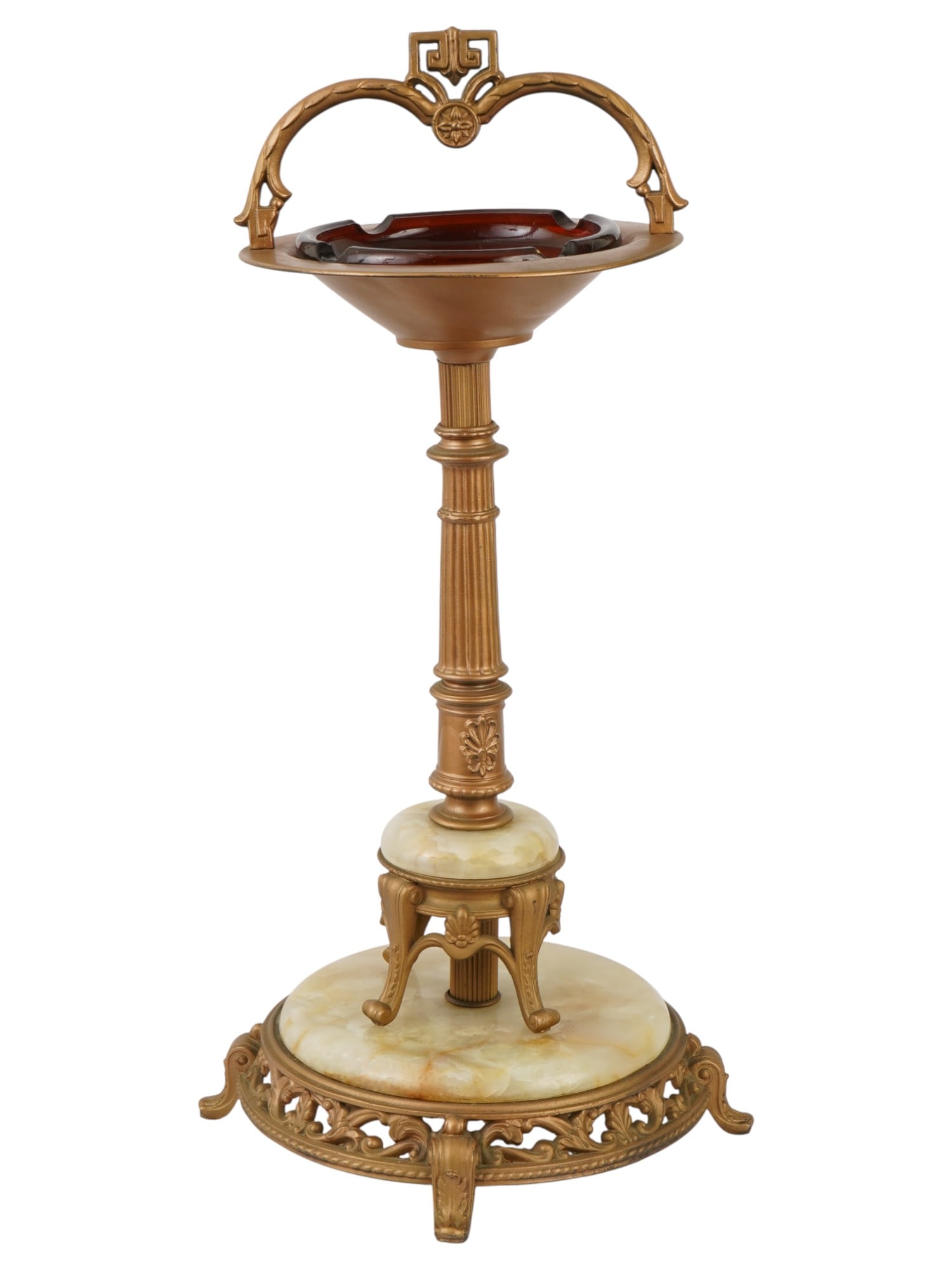 ART DECO BRONZE ONYX AND GLASS PEDESTAL ASHTRAY (1 of 12)