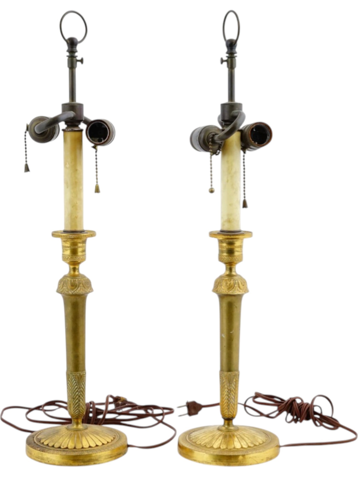 PAIR OF ANTIQUE EMPIRE BRONZE GILT LAMP STANDS (1 of 7)