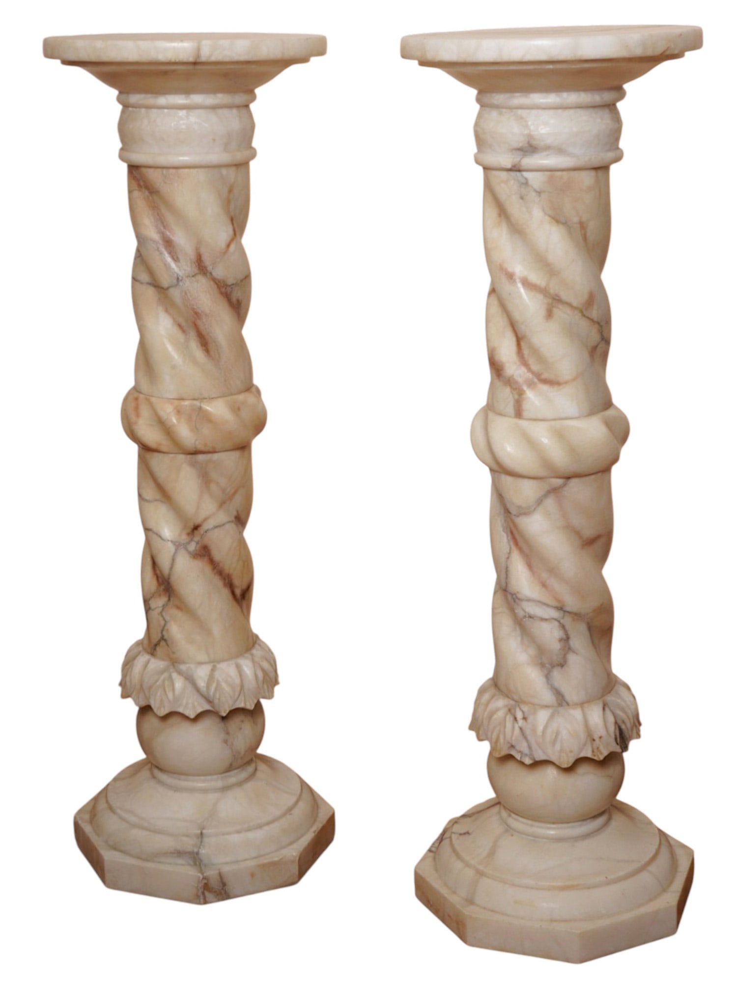 PAIR OF CARVED MARBLE COLUMN PEDESTALS (1 of 10)