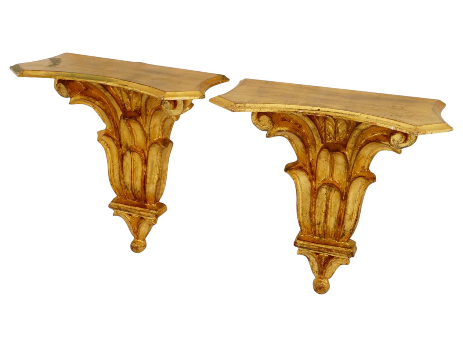 PAIR OF VINTAGE ITALIAN GILT WOOD WALL BRACKETS (1 of 10)