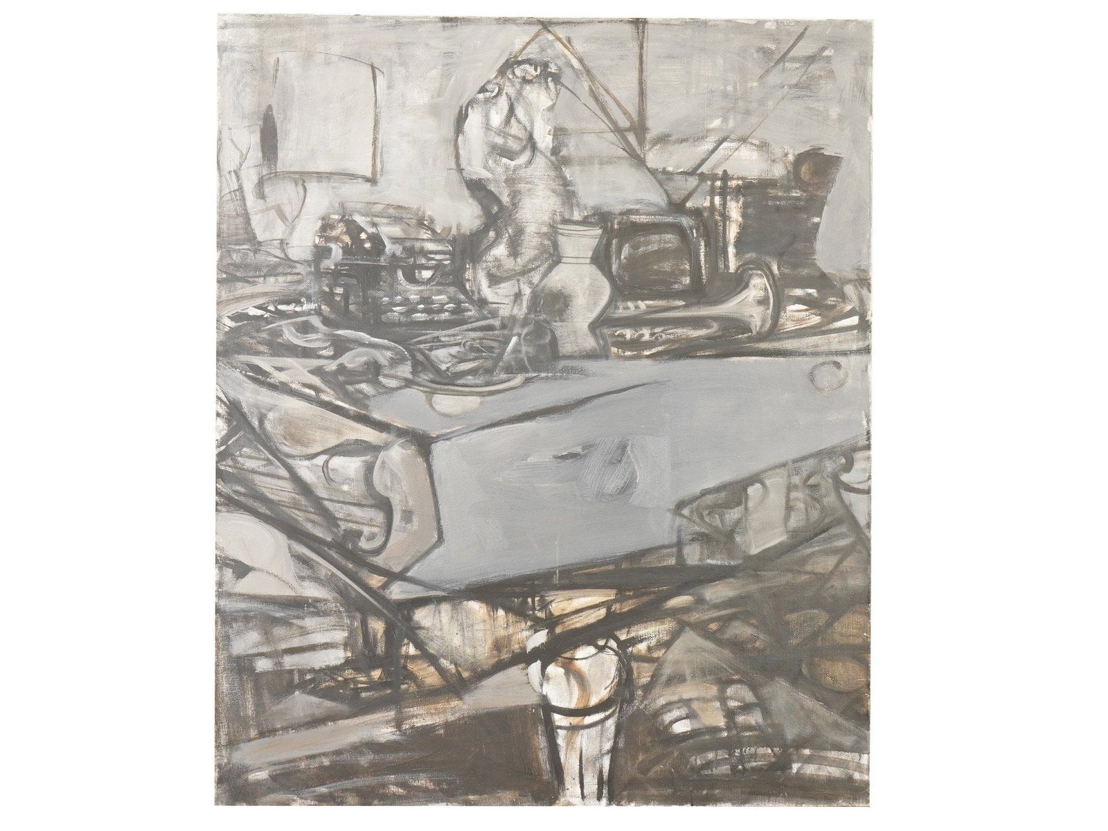 ATTR TO IVARS HEINRIHSONS LATVIAN OIL PAINTING: Attributed to Ivars Heinrihsons, Latvian, born 1945, an oil painting on canvas, On the Piano. A paper label of the Art Salon for Export of the USSR Art Fund, on the reverse. Ivars Heinrihsons is a ren