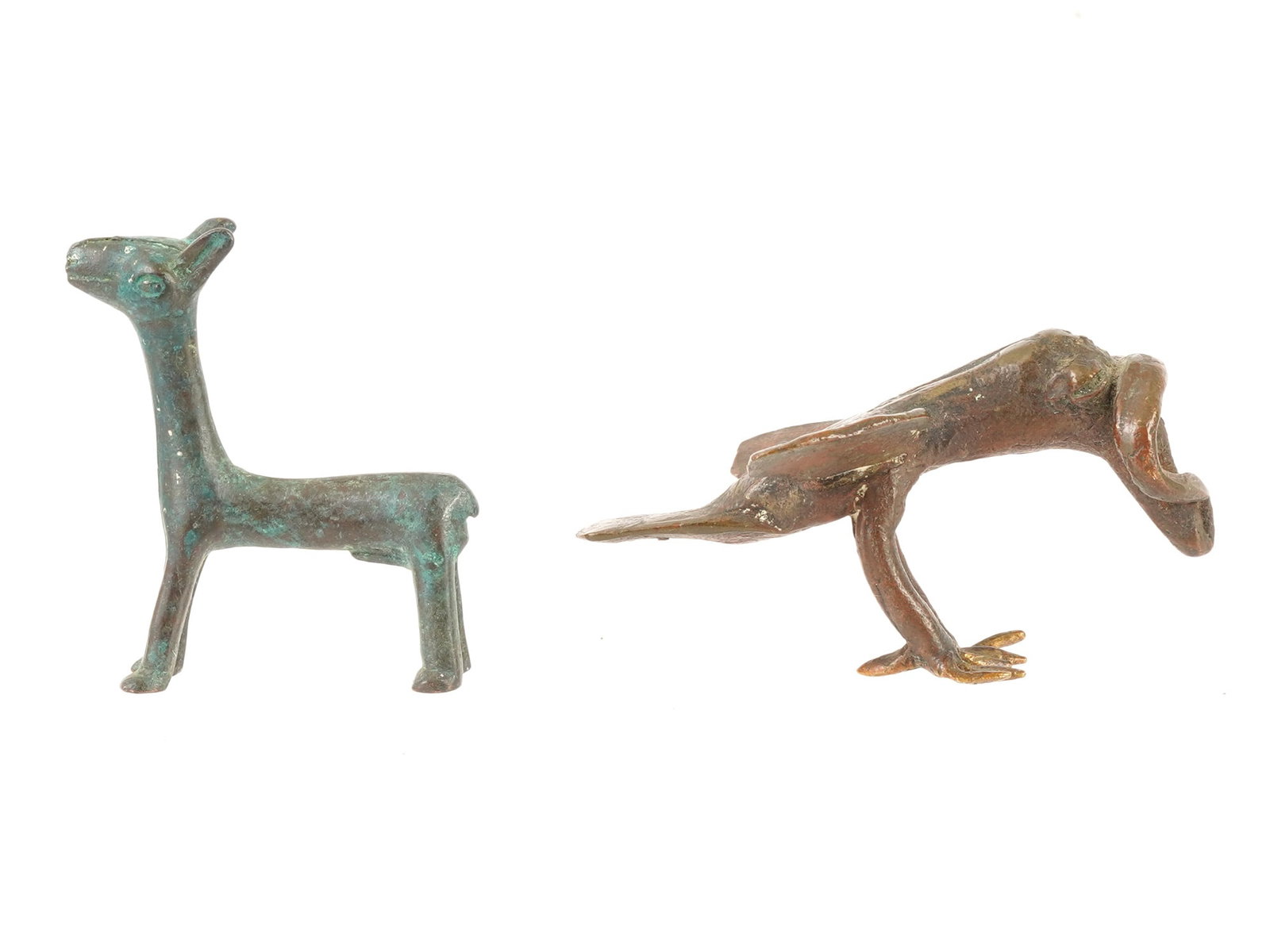 TWO ANCIENT BRONZE ZOOMORPHIC FIGURES - 2