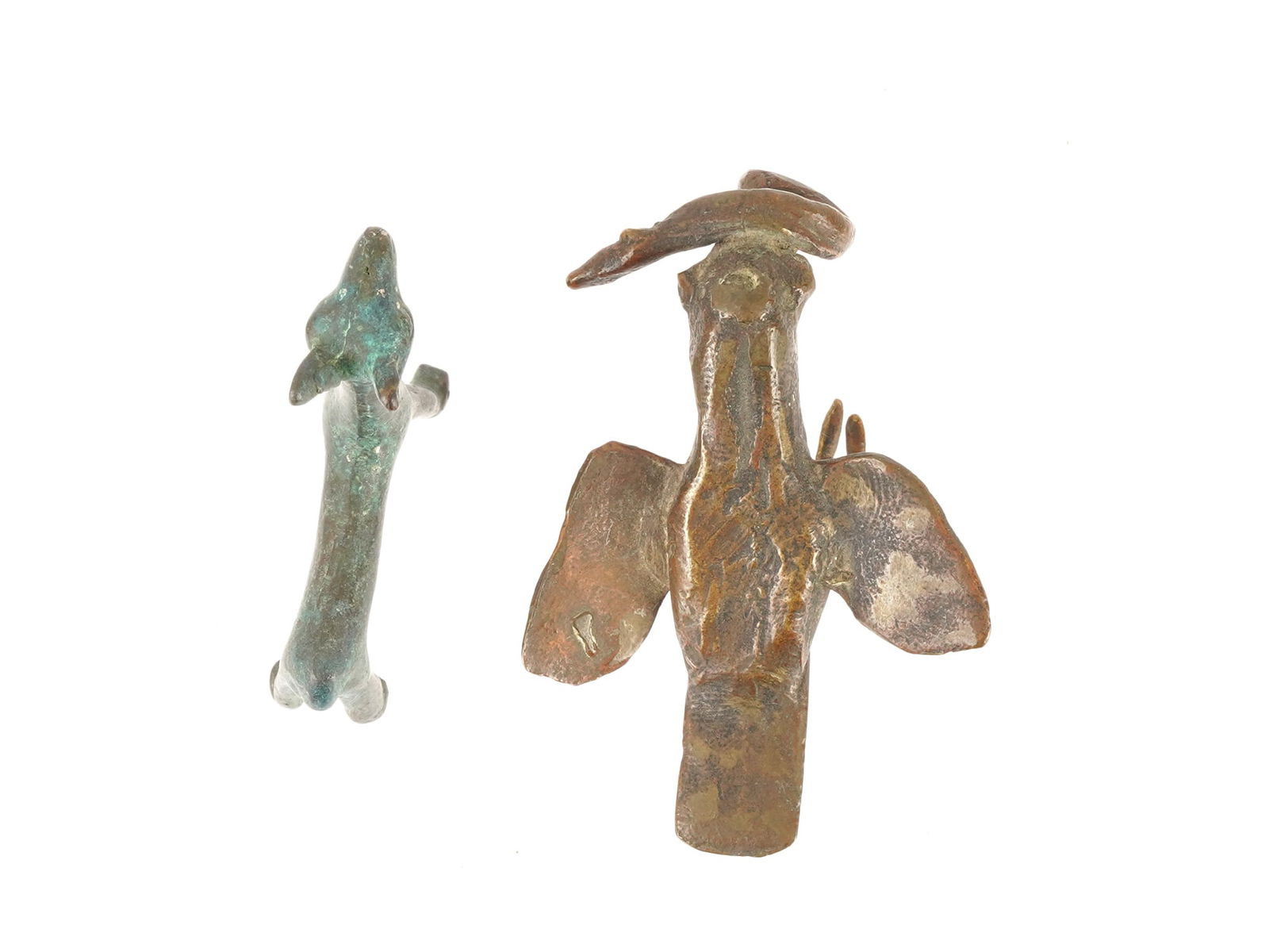 TWO ANCIENT BRONZE ZOOMORPHIC FIGURES - 7