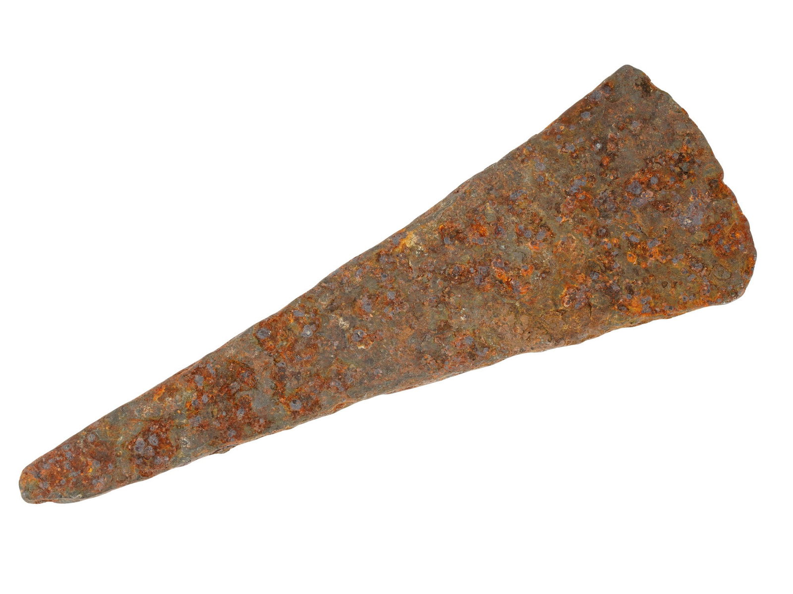 ANCIENT EGYPTIAN IRON CHISEL CIRCA 700 TO 200 BC: An ancient Egyptian iron artifact, presumably a chisel. Circa the late period, 700 to 200 BC. An elongated, conical object with a pointed end. Archaeological Finds And Historical Relics, Metalwork.