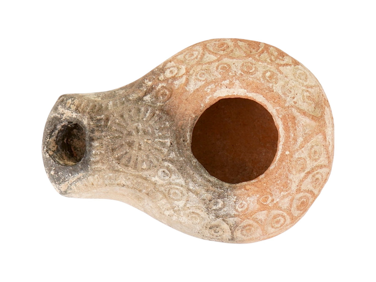 ANCIENT SAMARITAN JUDAICA TERRACOTTA POTTERY OIL LAMP (1 of 7)