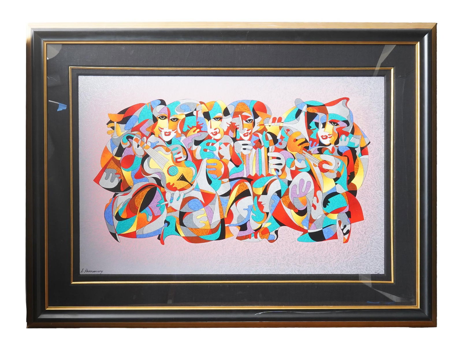 ANATOLE KRASNYANSKY UKRAINIAN ARTIST PROOF LITHOGRAPH: Anatole Krasnyansky, Ukrainian, Russian, American, 1930 to 2023 artist proof lithograph on paper, Toast for the Orchestra II. Signed lower left. Framed. Anatole Krasnyansky is a Ukrainian American