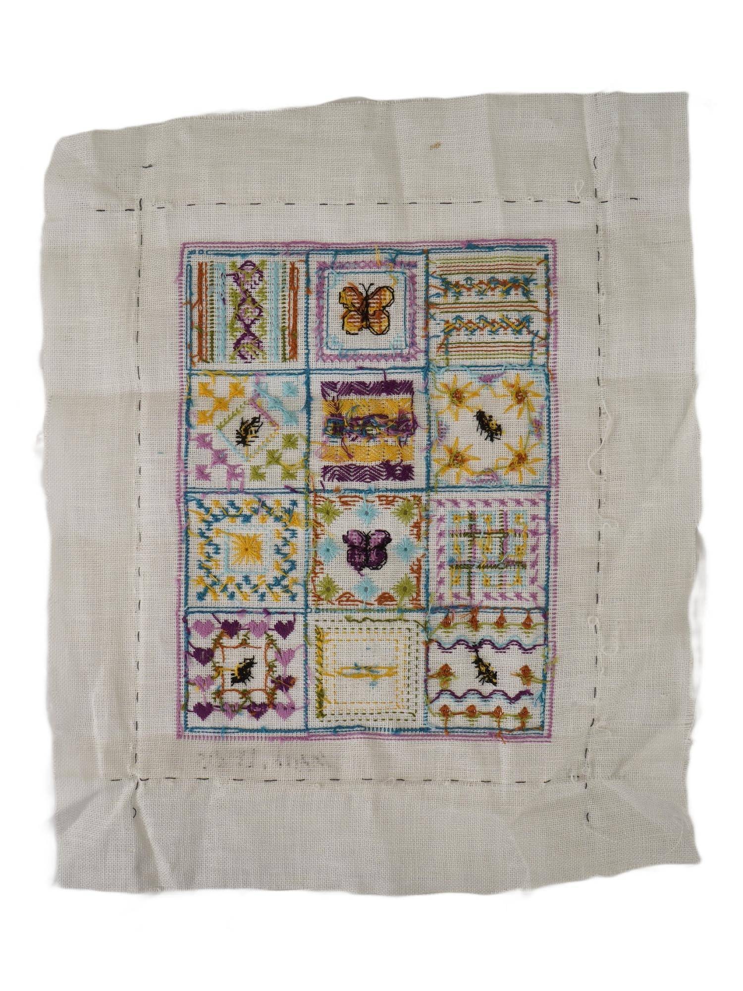 GEOMETRIC CROSS STITCH NEEDLEPOINT SIGNED - 2