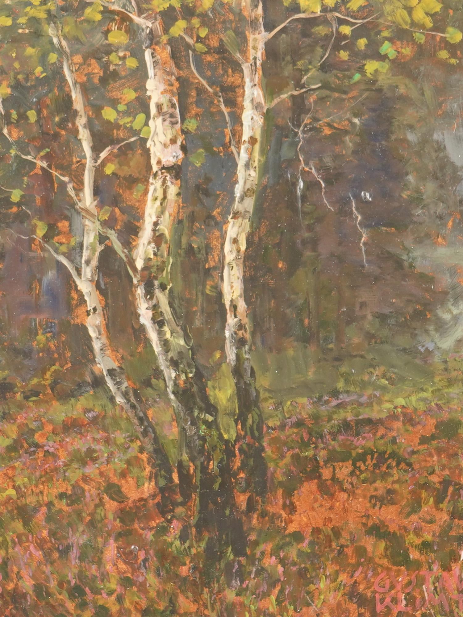 LANDSCAPE OIL PAINTING SIGNED GUSTAV KLIMT FRAMED - 2