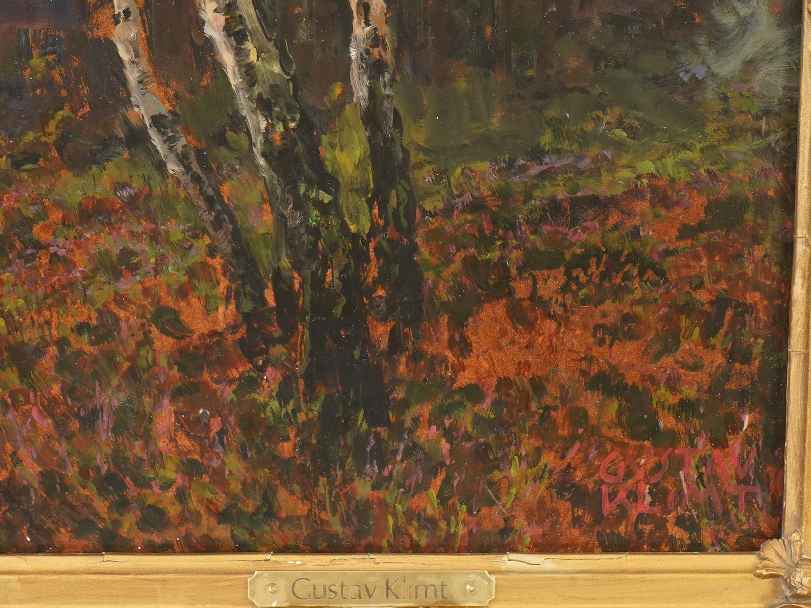 LANDSCAPE OIL PAINTING SIGNED GUSTAV KLIMT FRAMED - 5