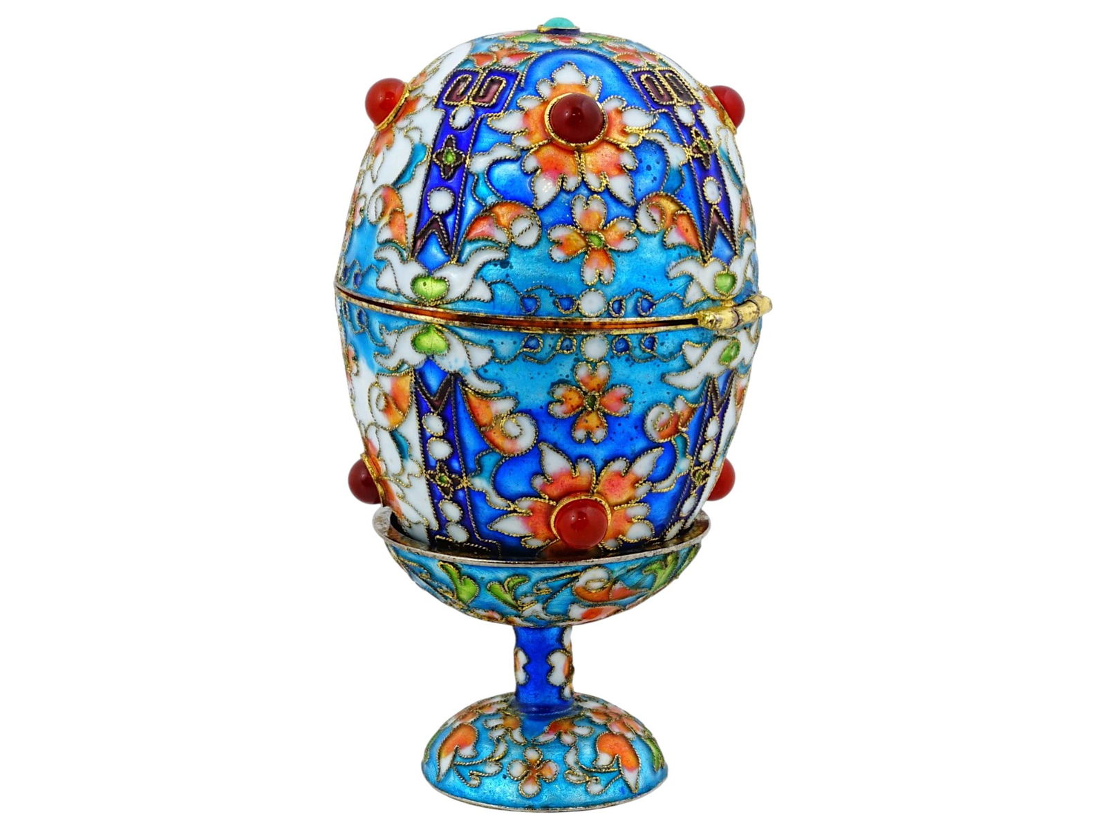 VINTAGE CHINESE CLOISONNE ENAMEL EGG TRINKET BOX (1 of 10)