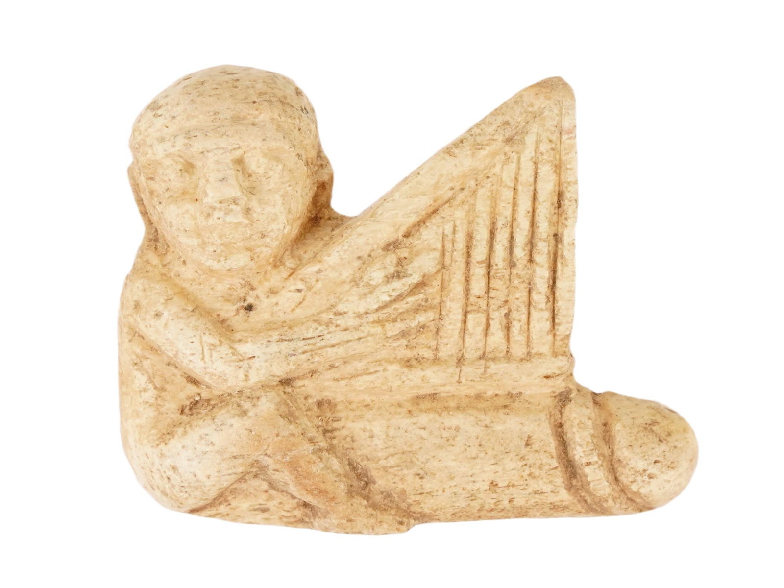ANCIENT EGYPTIAN STONE PENDANT PATAIKOS PLAYING A HARP (1 of 4)
