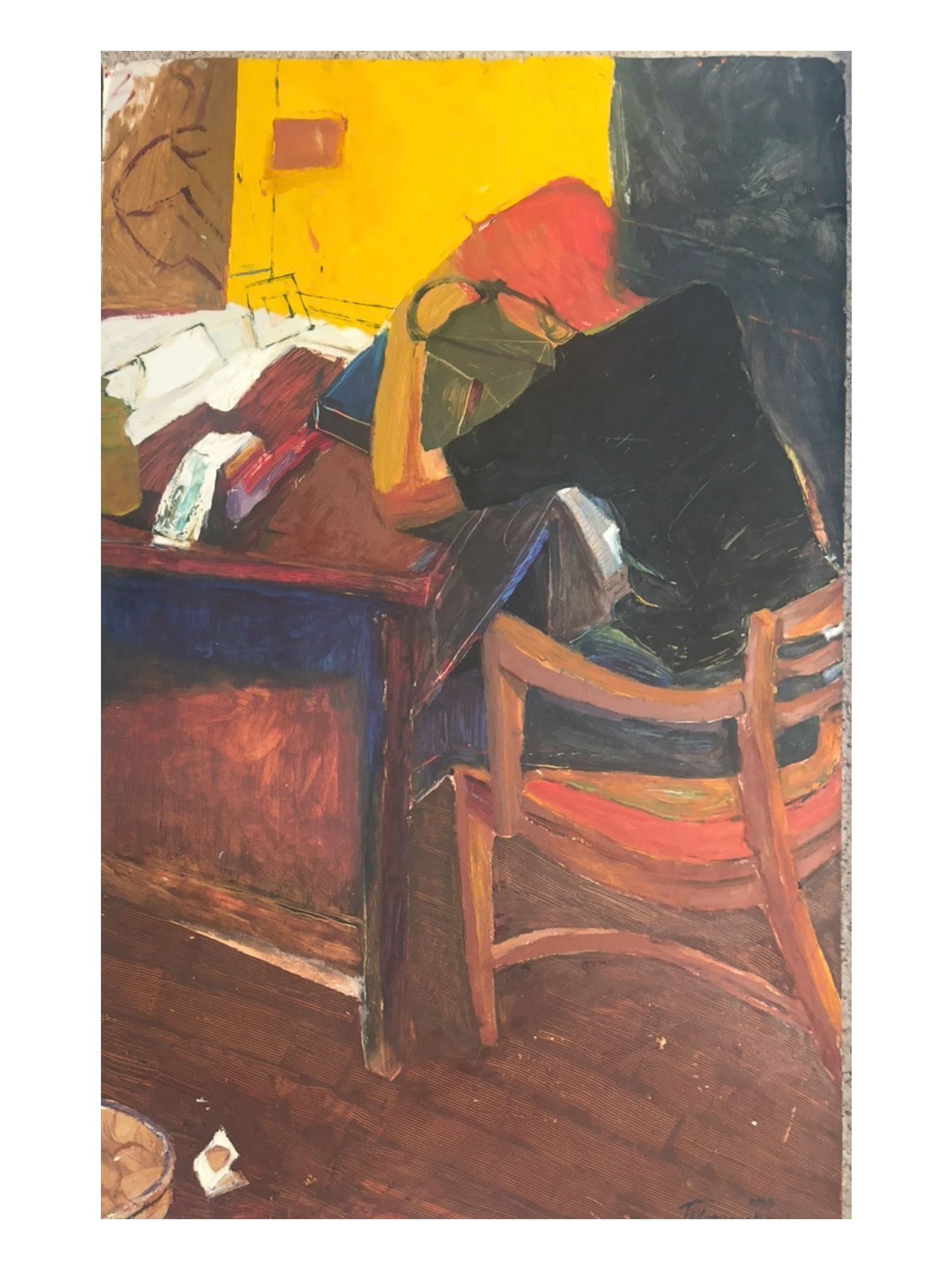 PYOTR KONCHALOVSKY LARGE RUSSIAN OIL PAINTING 1949: Pyotr Konchalovsky, Russian, 1876 to 1956, a large oil painting on paperboard, titled Women at the Table. Pyotr Petrovich Konchalovsky, a founding member of the avant-garde Jack of Diamonds group. Sig