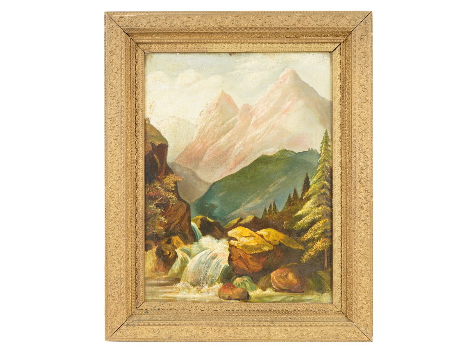 AMERICAN SCHOOL MOUNTAIN LANDSCAPE OIL PAINTING (1 of 6)