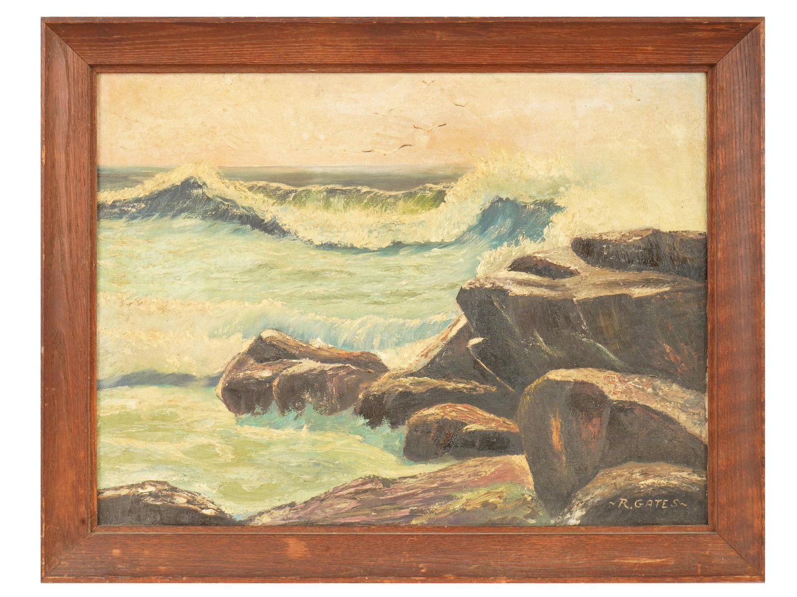 ATTR TO RICHARD GATES AMERICAN SEASCAPE OIL PAINTING (1 of 5)