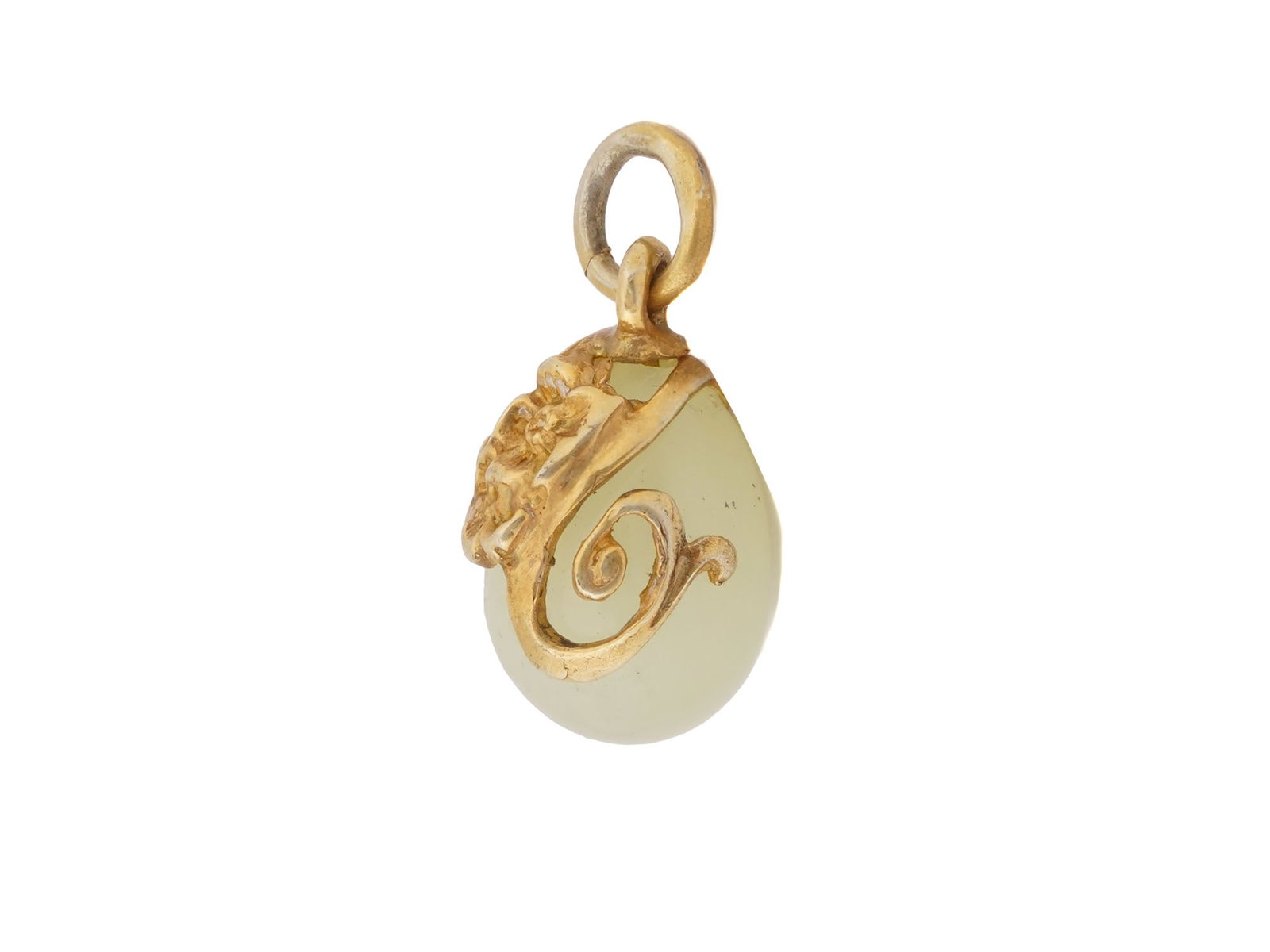 RUSSIAN SILVER AND BOWENITE EASTER EGG PENDANT W RUBY - 2