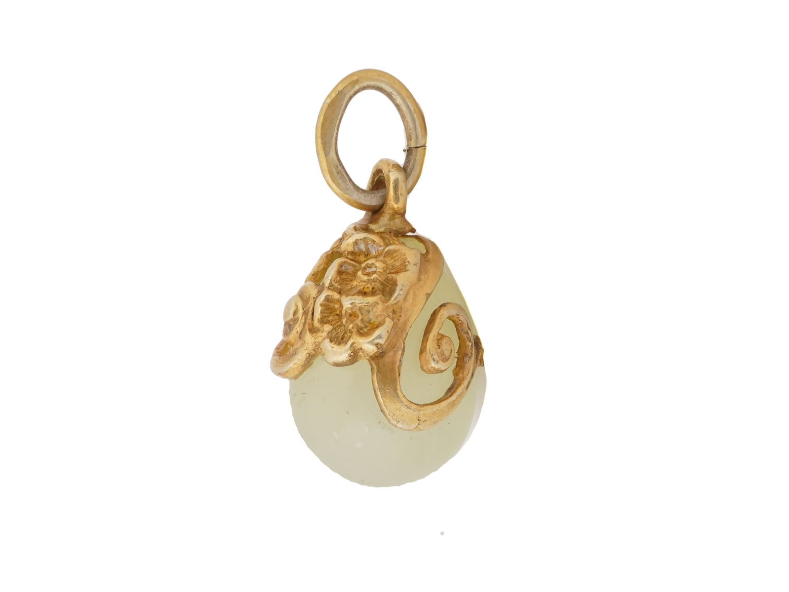 RUSSIAN SILVER AND BOWENITE EASTER EGG PENDANT W RUBY - 4