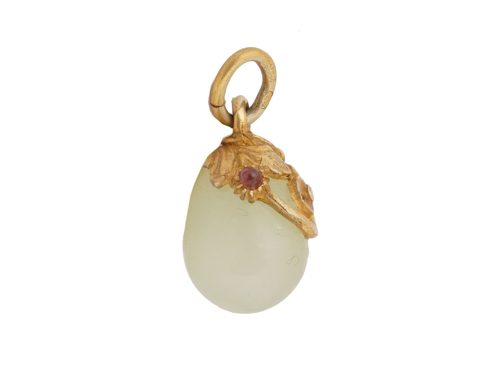 RUSSIAN SILVER AND BOWENITE EASTER EGG PENDANT W RUBY - 5