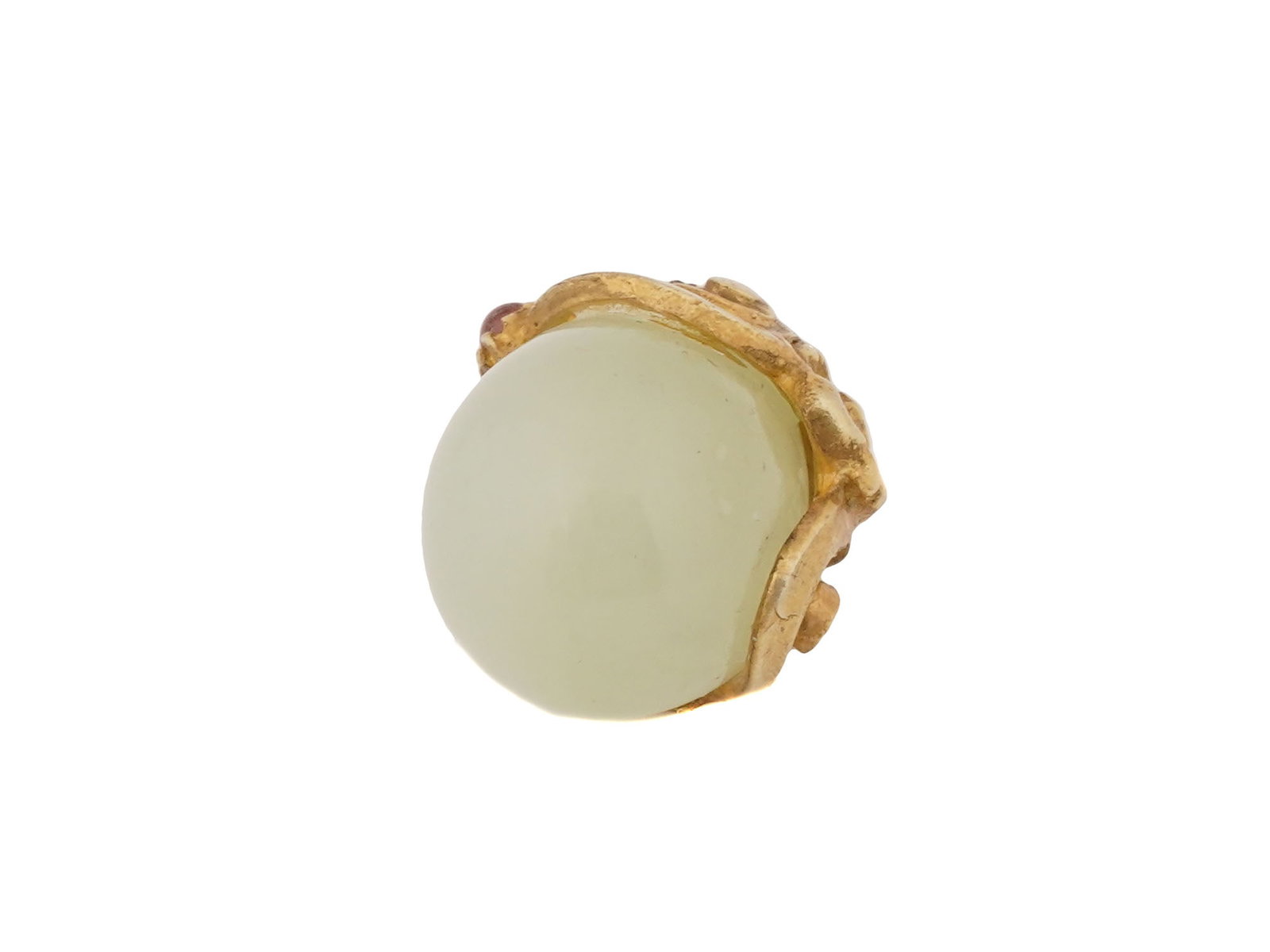 RUSSIAN SILVER AND BOWENITE EASTER EGG PENDANT W RUBY - 6