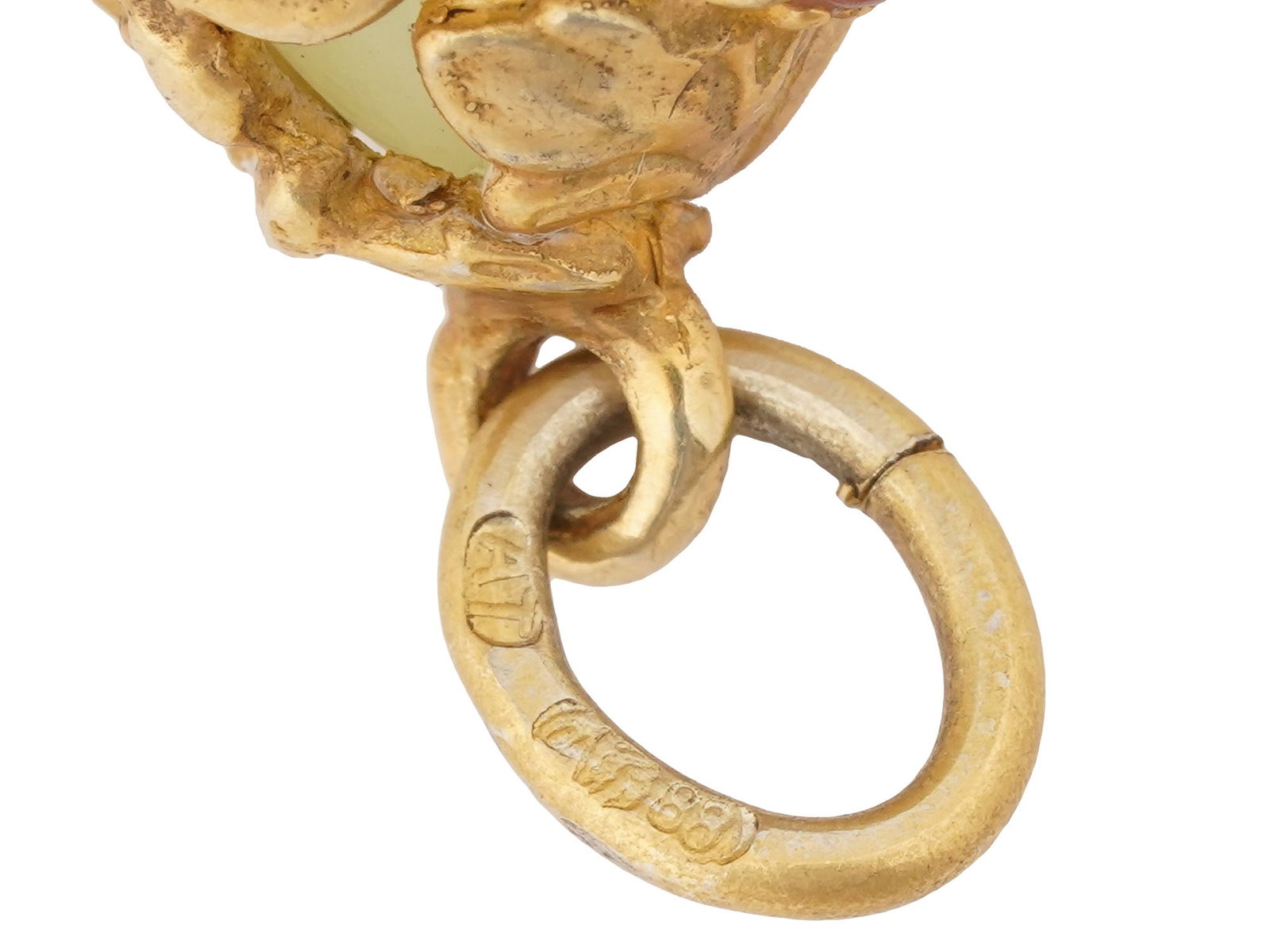 RUSSIAN SILVER AND BOWENITE EASTER EGG PENDANT W RUBY - 7