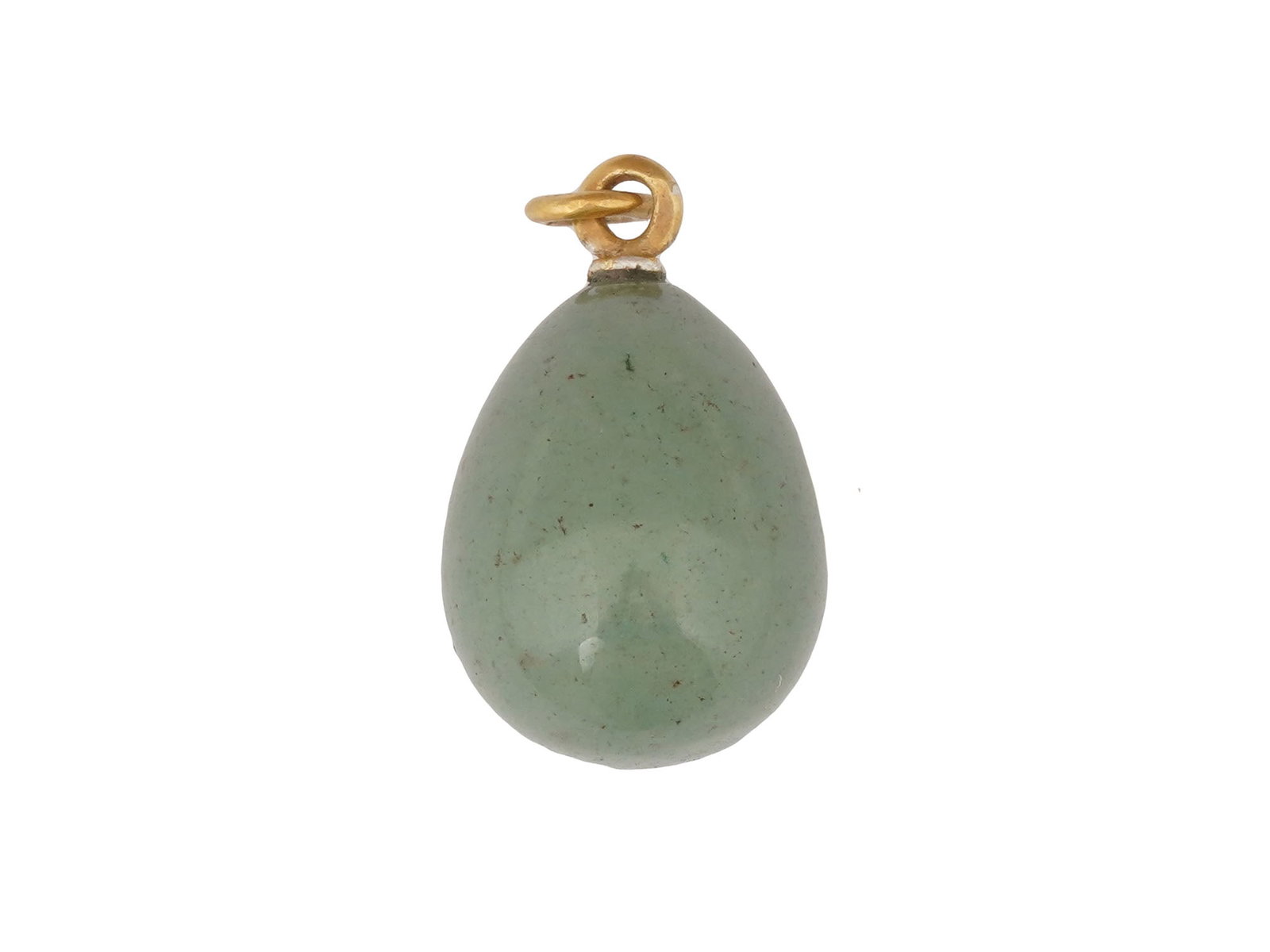 RUSSIAN SILVER JADE EASTER EGG PENDANT WITH EMERALD - 2