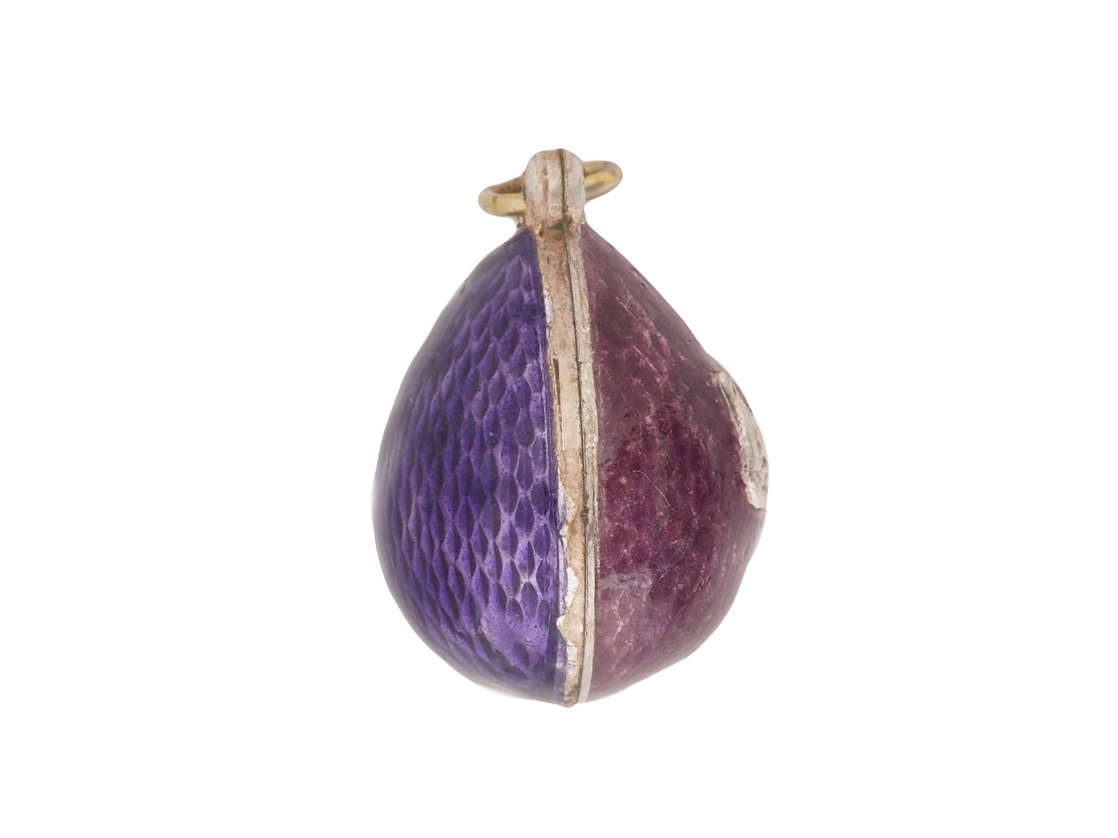 RUSSIAN SILVER GUILLOCHE ENAMEL EASTER EGG PENDANT - 2