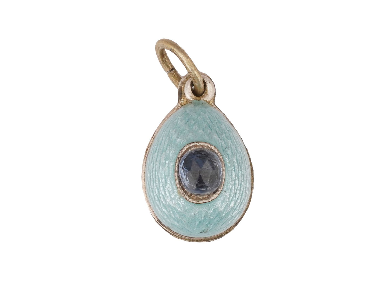 RUSSIAN SILVER ENAMEL EASTER EGG PENDANT W GEMSTONES (1 of 5)