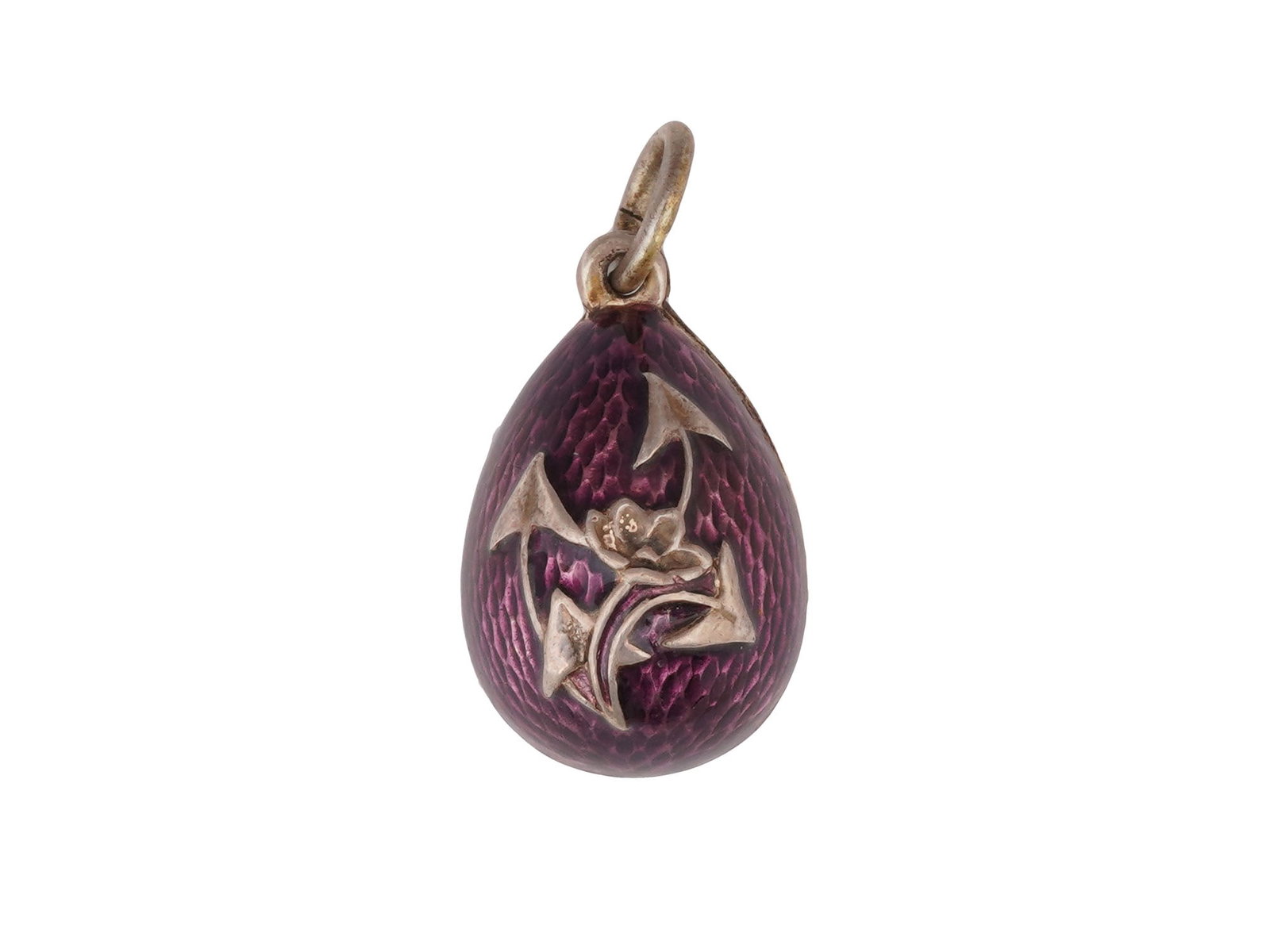 RUSSIAN SILVER GUILLOCHE ENAMEL EASTER EGG PENDANT (1 of 5)