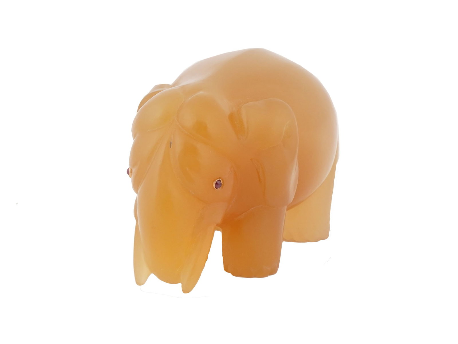 RUSSIAN CARVED AGATE FIGURINE WITH GOLD GEMSTONE EYES (1 of 8)