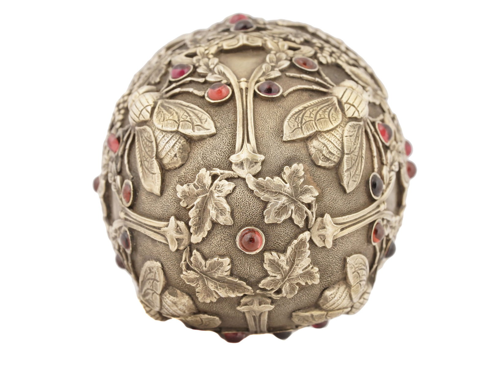 LARGE RUSSIAN SILVER FLY EASTER EGG WITH GEMSTONES - 5