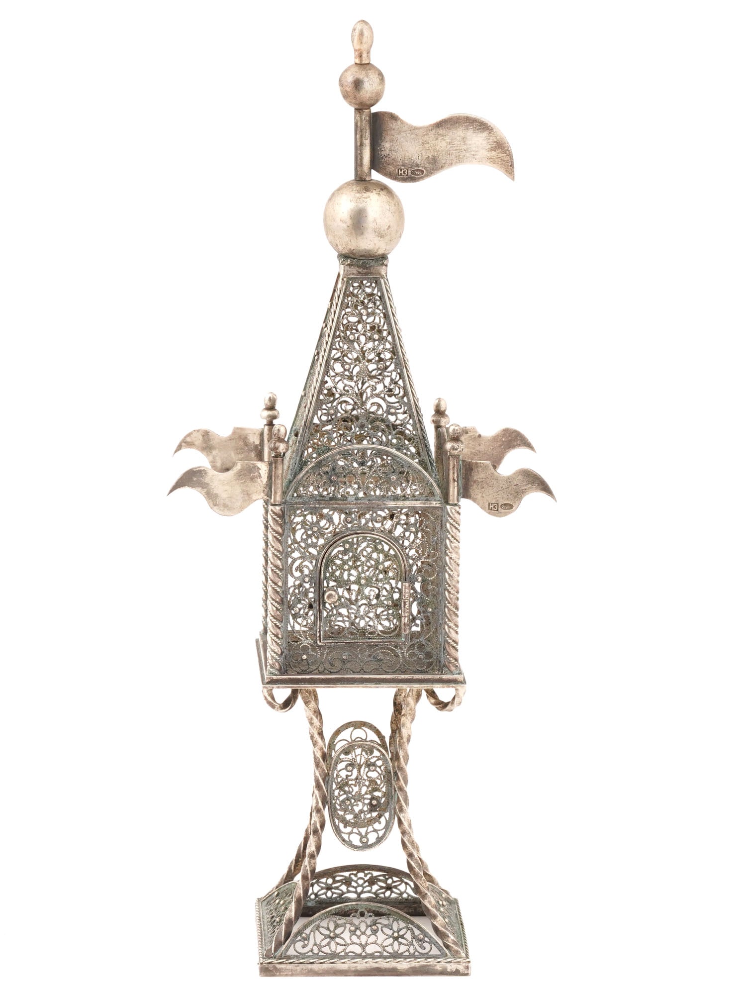RUSSIAN JUDAICA SILVER FILIGREE SPICE TOWER BESAMIM (1 of 9)