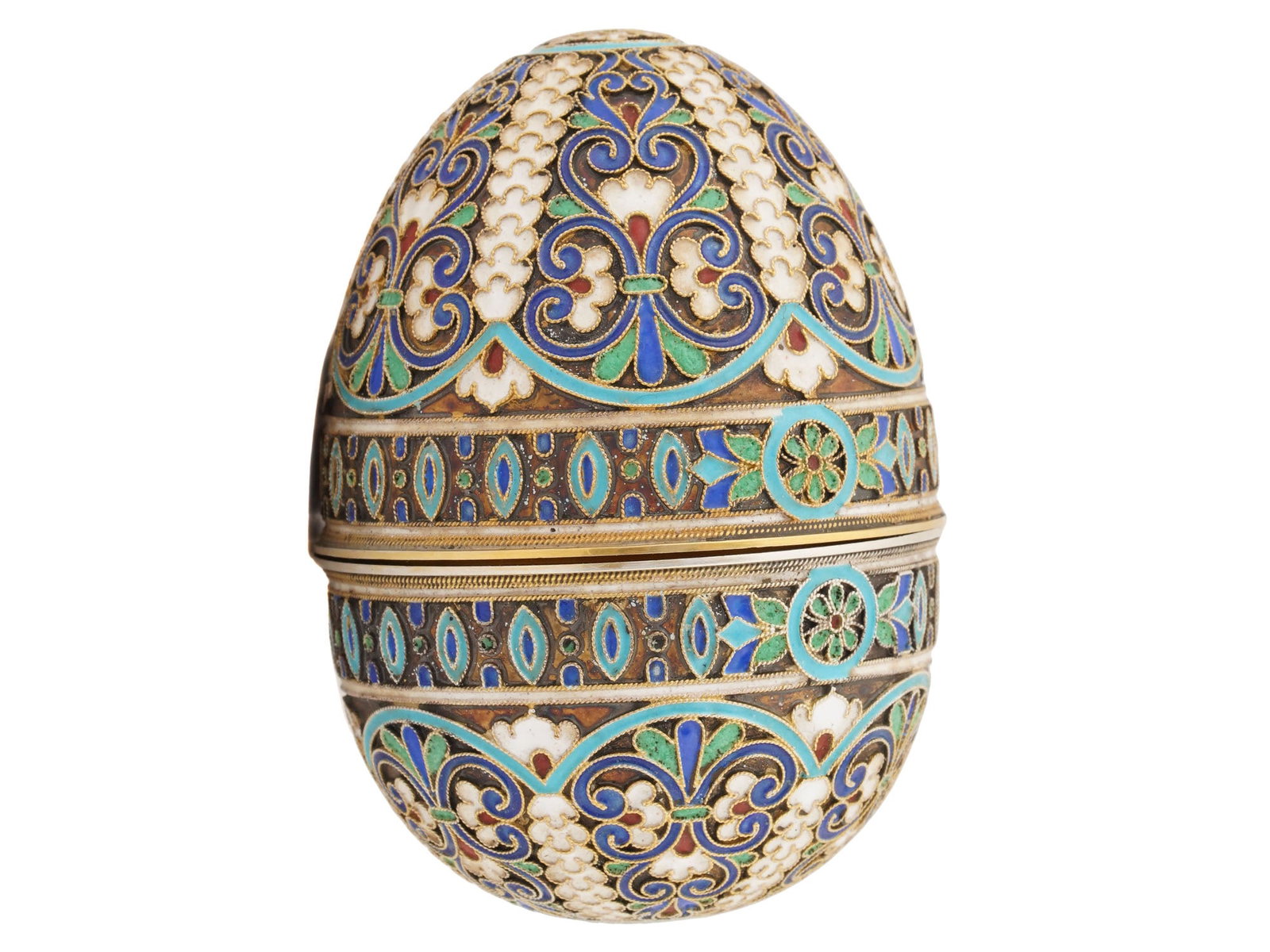 LARGE RUSSIAN 84 SILVER CLOISONNE ENAMEL EASTER EGG (1 of 7)