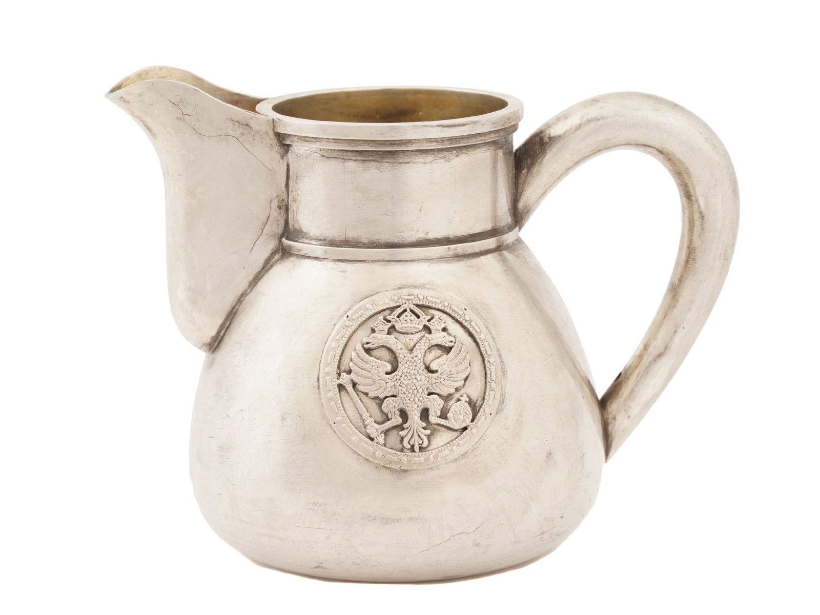 RUSSIAN IMPERIAL SILVER CREAM JUG W DOUBLE HEADED EAGLE (1 of 8)