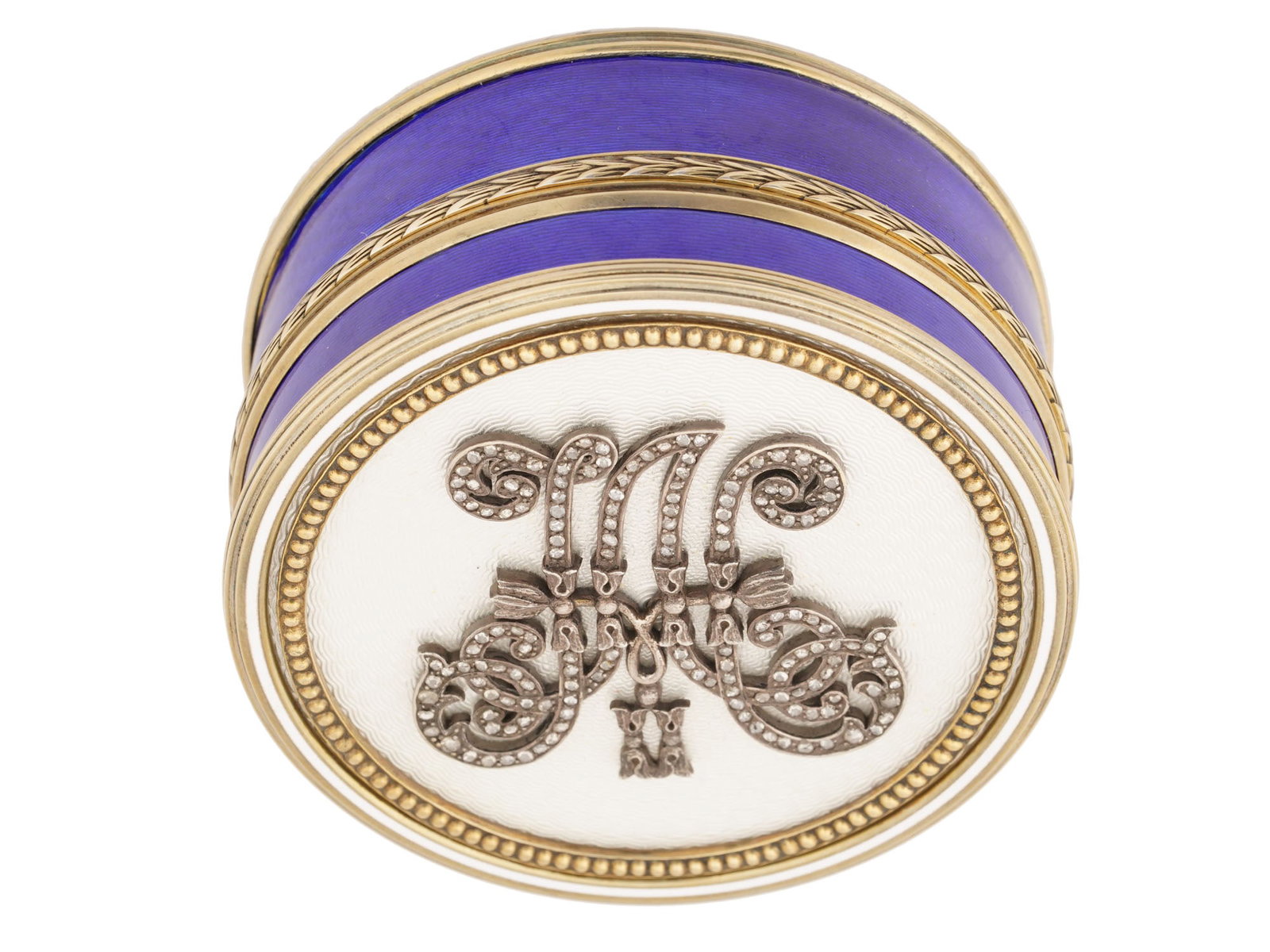 RUSSIAN IMPERIAL SILVER GUILLOCHE ENAMEL BOX W DIAMONDS (1 of 7)