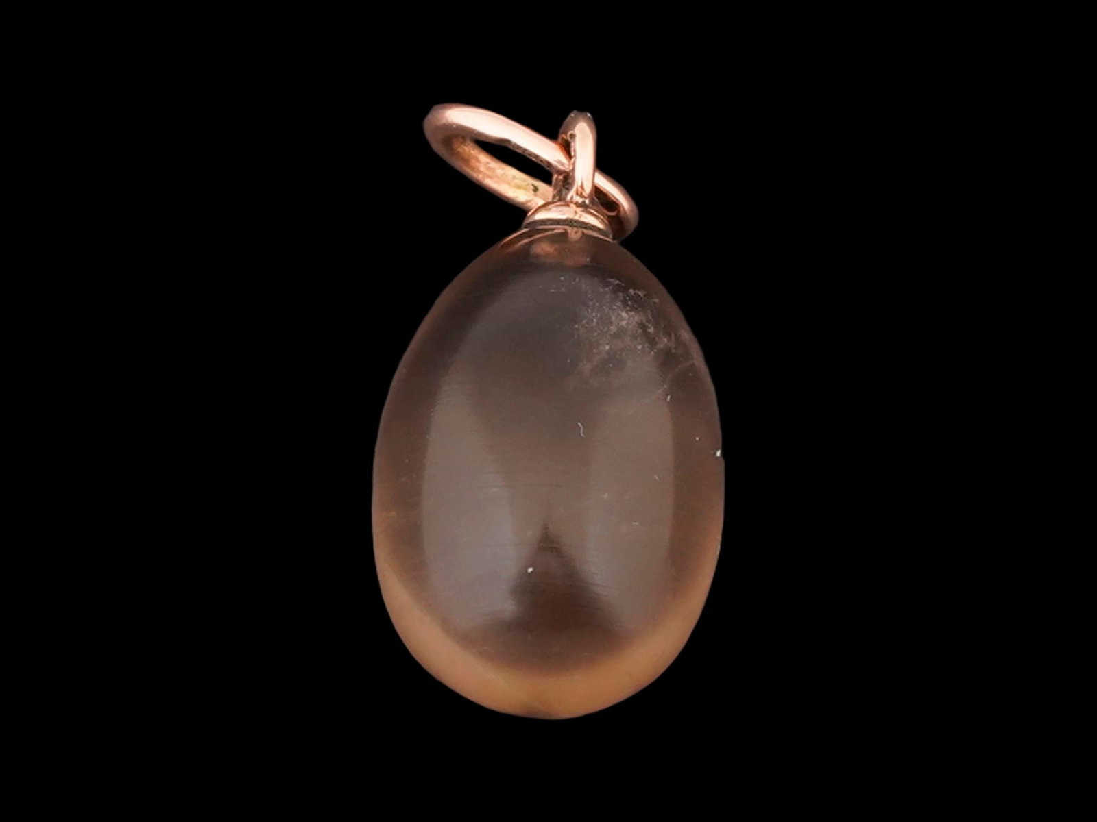 RUSSIAN GOLD CARVED SMOKEY QUARTZ EASTER EGG PENDANT (1 of 4)