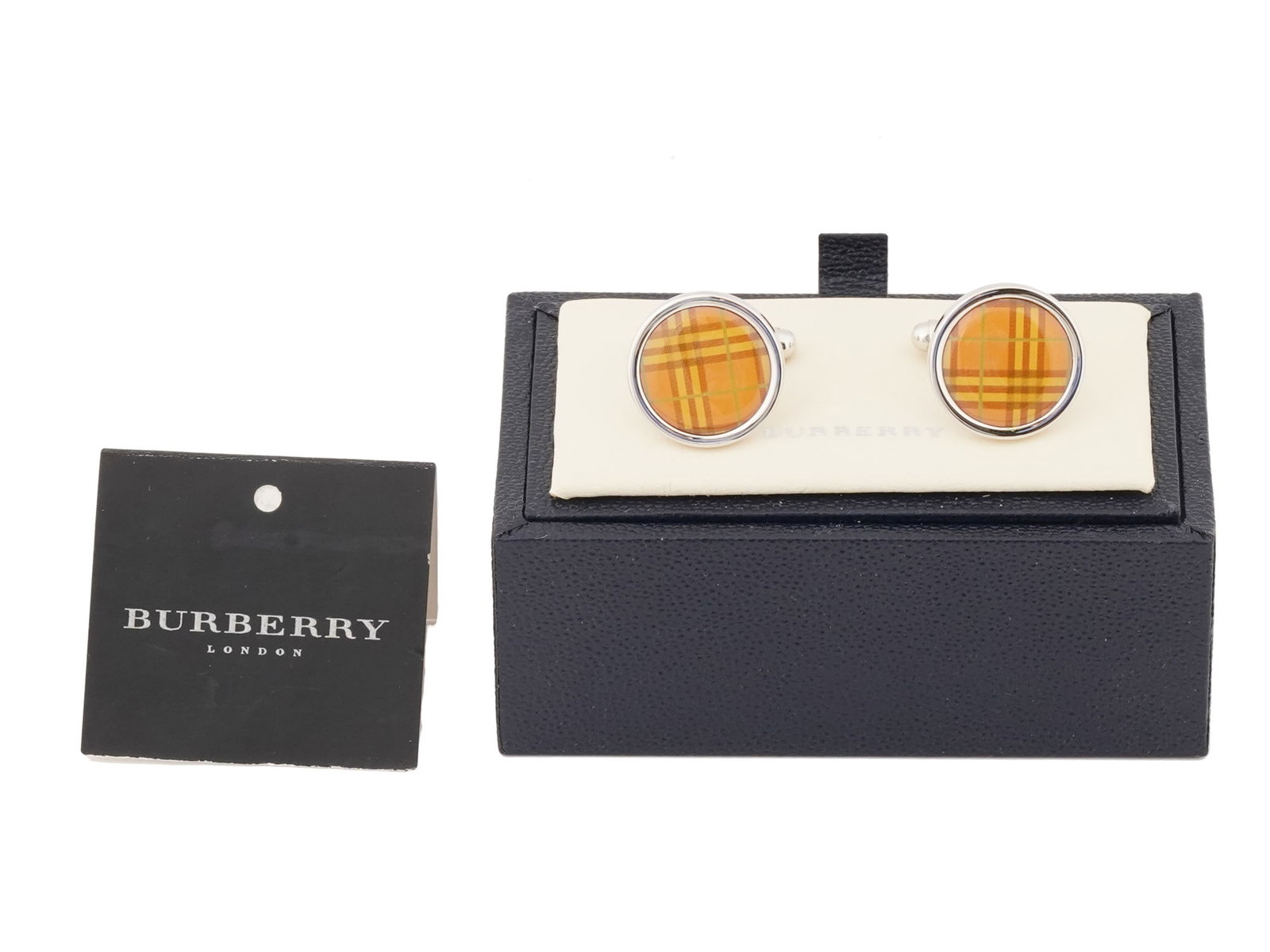 PAR OF MENS BURBERRY NOVA CHECK CUFFLINKS IOB (1 of 10)