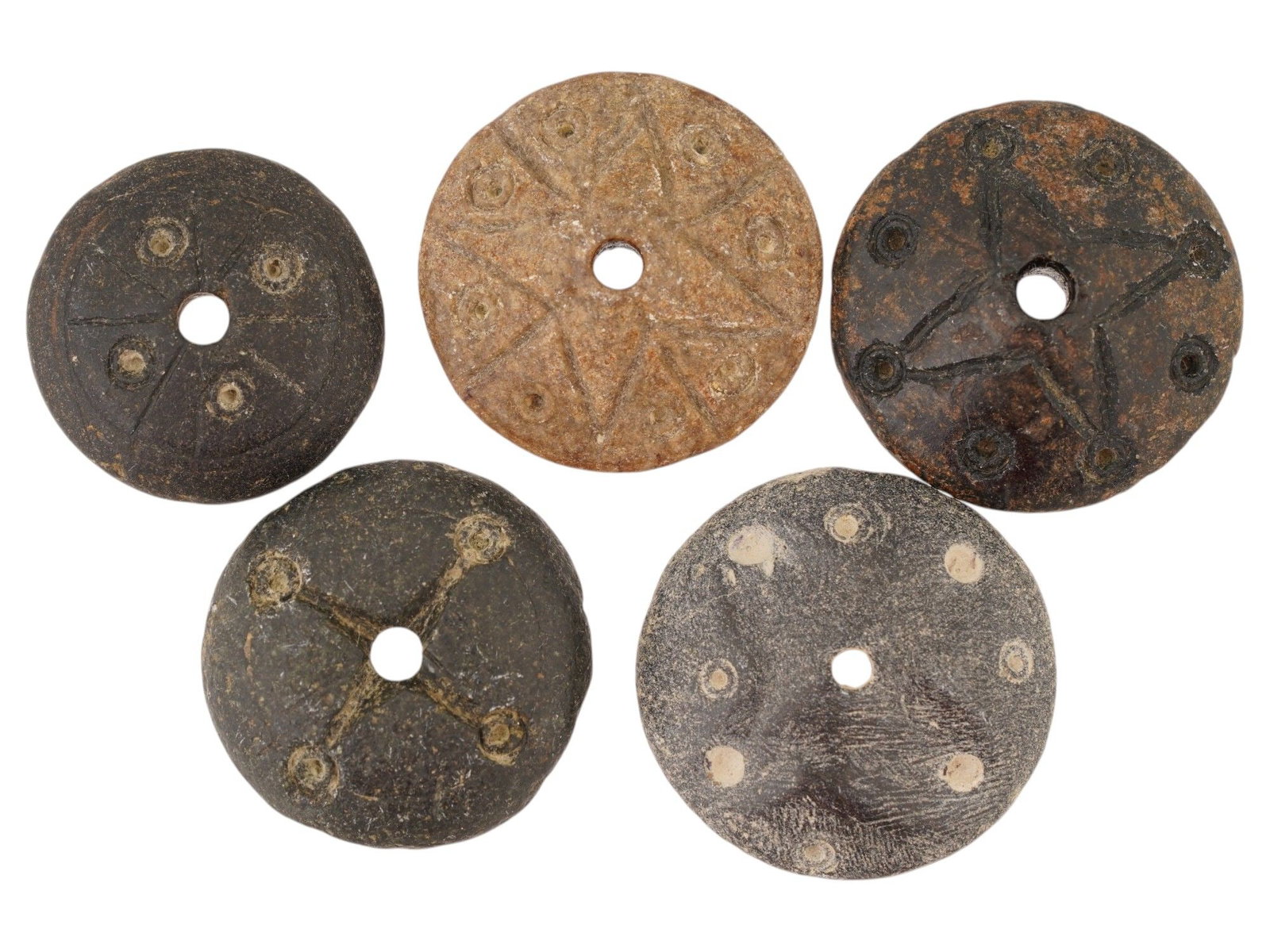 ANCIENT ROMAN STONE SPINDLE WHORLS WITH DESIGNS (1 of 4)