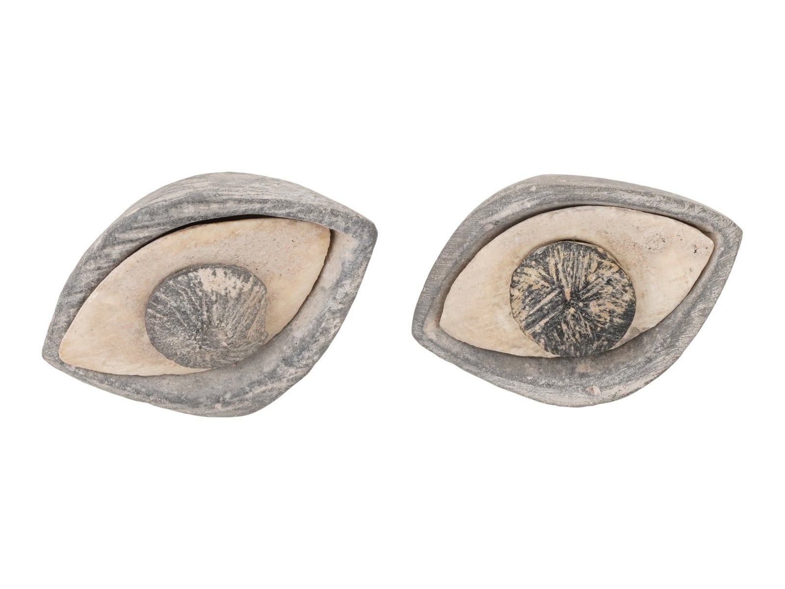 PAIR OF ANCIENT CARVED STEATITE EYES OF SEPARATE PARTS (1 of 4)