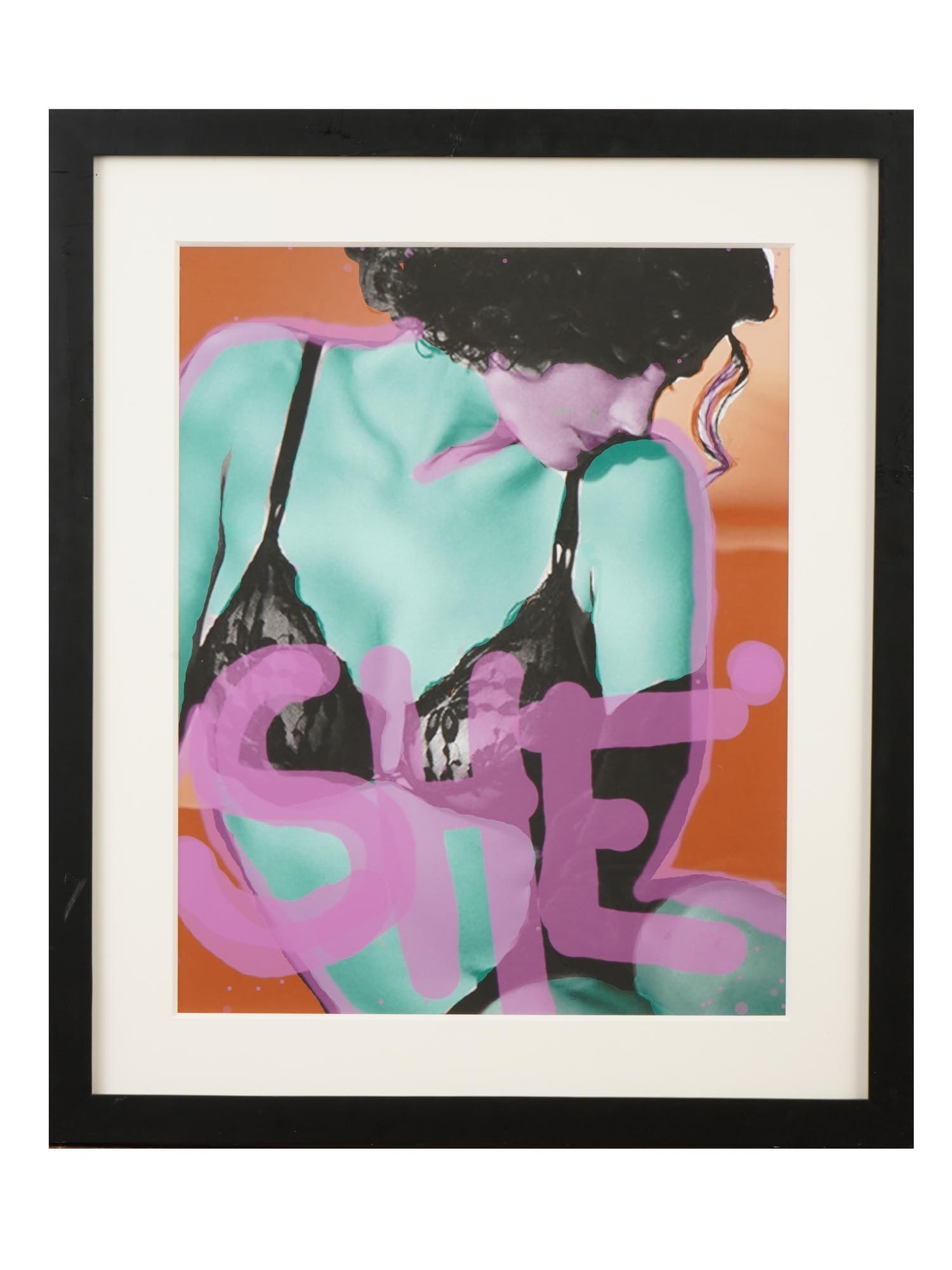 ANDRE PLESSEL WOMAN PORTRAIT PIGMENT PRINT W COA: Andre Plessel, a pigment print on archival rag paper titled She, Paris, 1995. New York Series, 2014. Comes with a certificate of authenticity, attached to reverse. The composition features a female fi