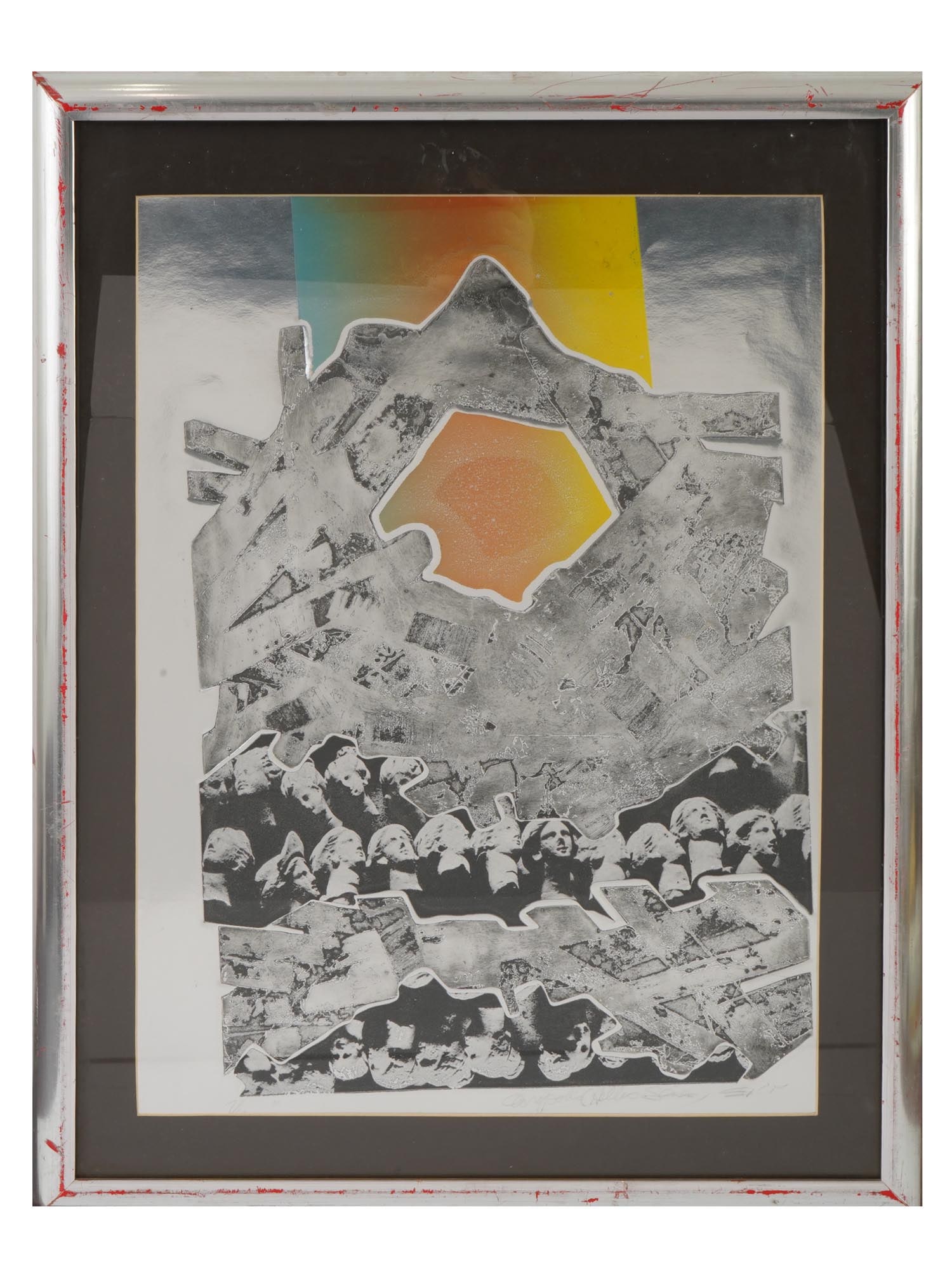 CONTEMPORARY GREEK SCHOOL COLLAGE ARTWORK SIGNED (1 of 5)