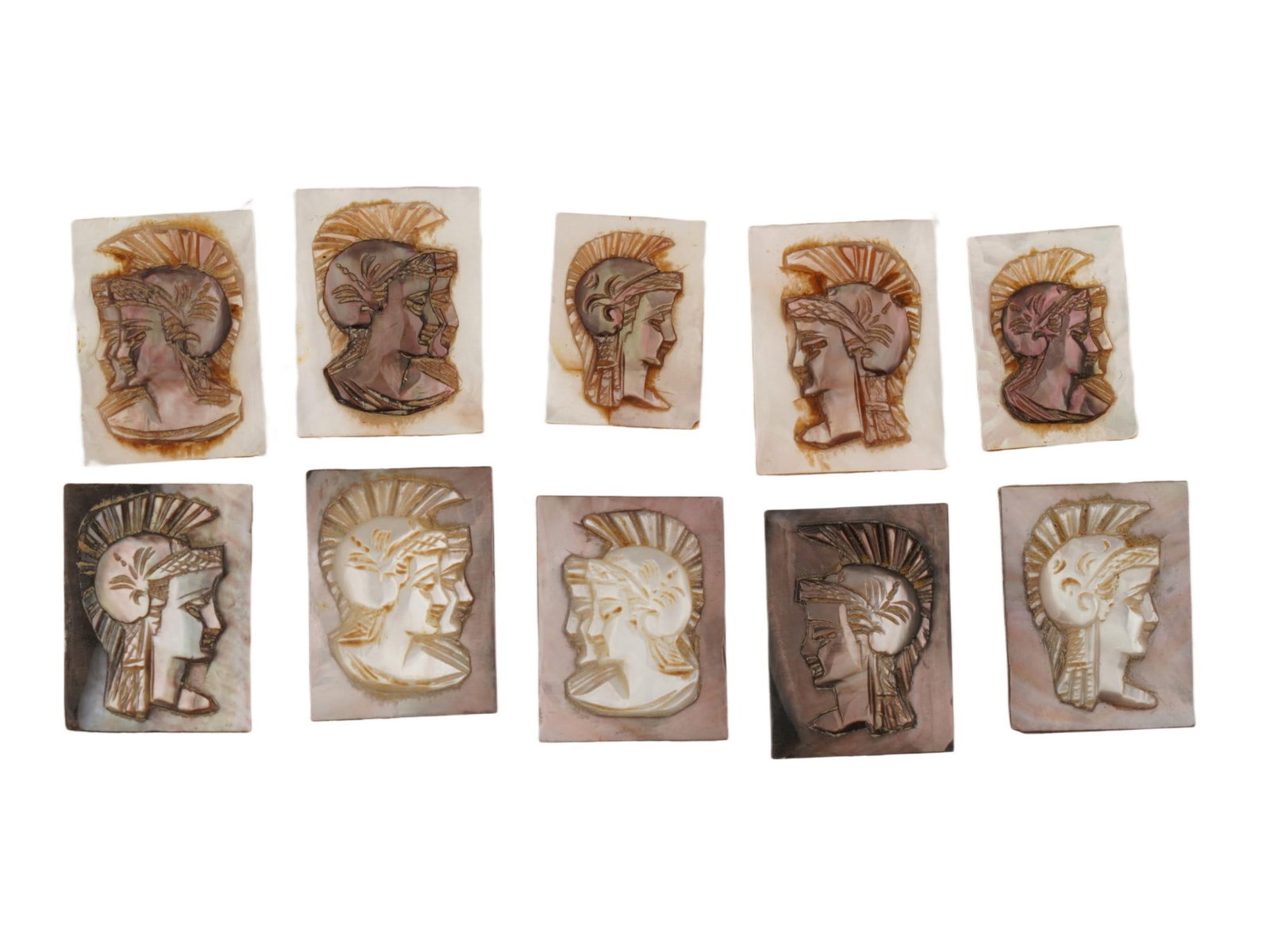 COLLECTION OF WARRIOR PORTRAIT CARVED SHELL CAMEOS (1 of 4)
