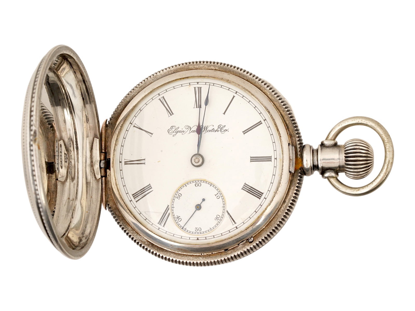 ANTIQUE ELGIN NATIONAL WATCH CO SILVER POCKET WATCH (1 of 7)