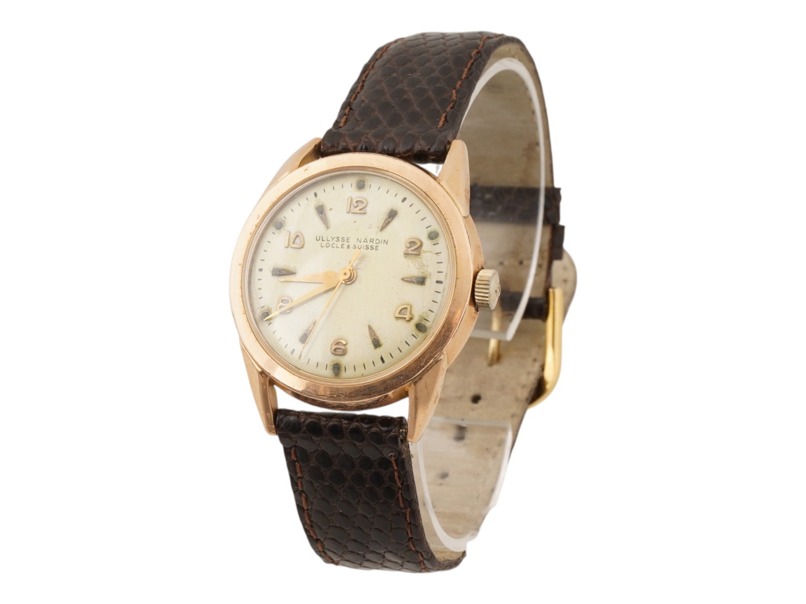 VINTAGE SWISS ULYSSE NARDIN GOLD PLATED WATCH (1 of 9)