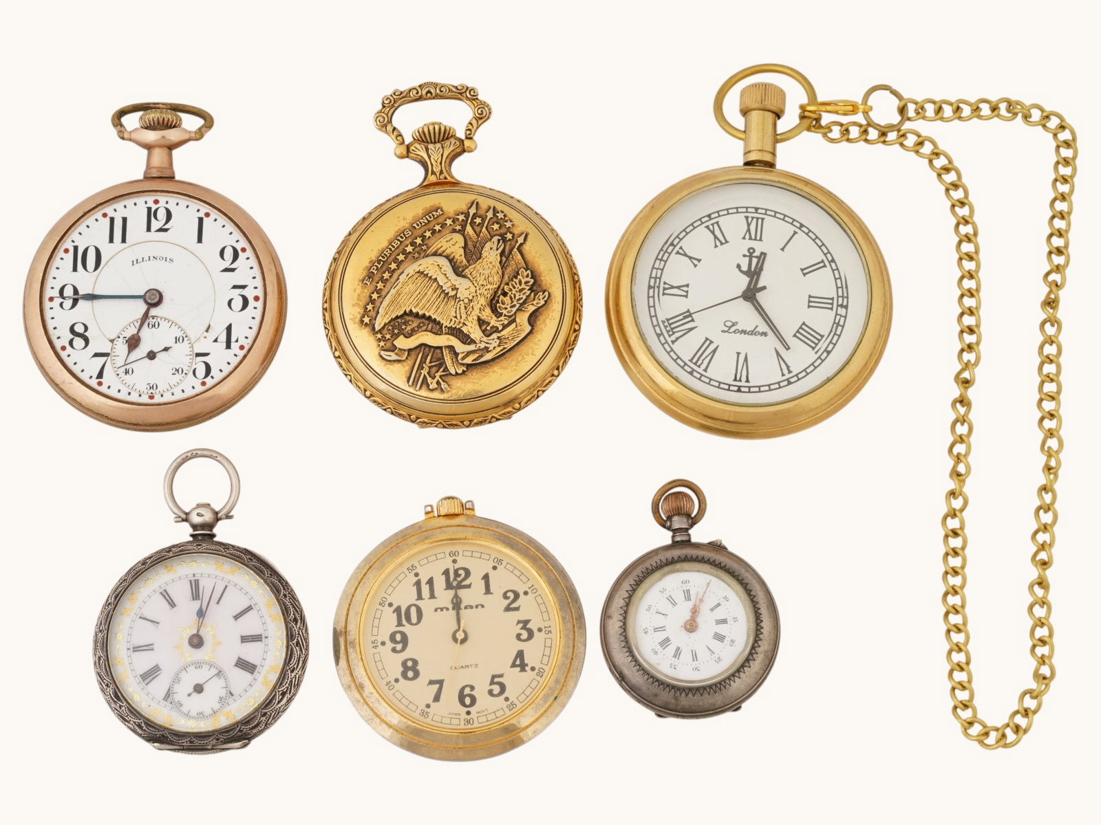 SIX ANTIQUE AND VINTAGE VARIOUS POCKET WATCHES (1 of 10)