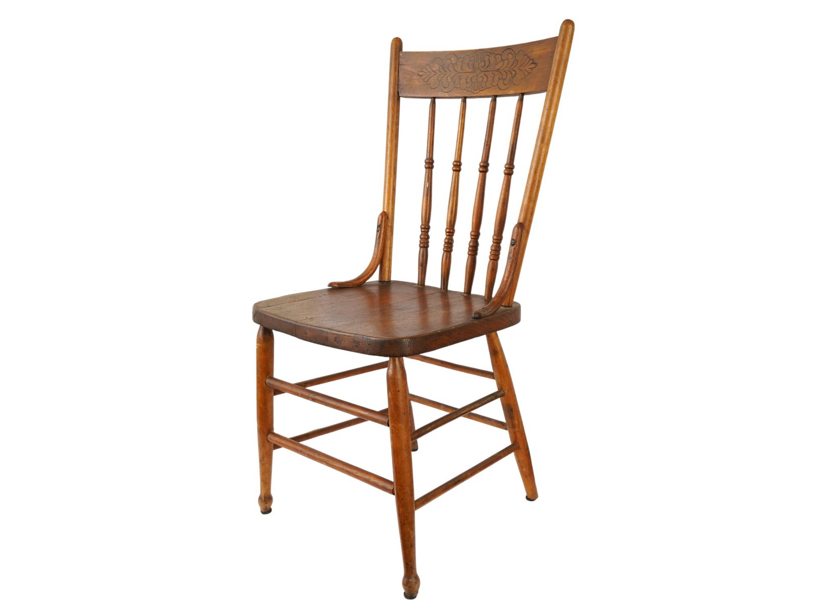 ANTIQUE AMERICAN COUNTRY CARVED WOODEN CHAIR (1 of 7)