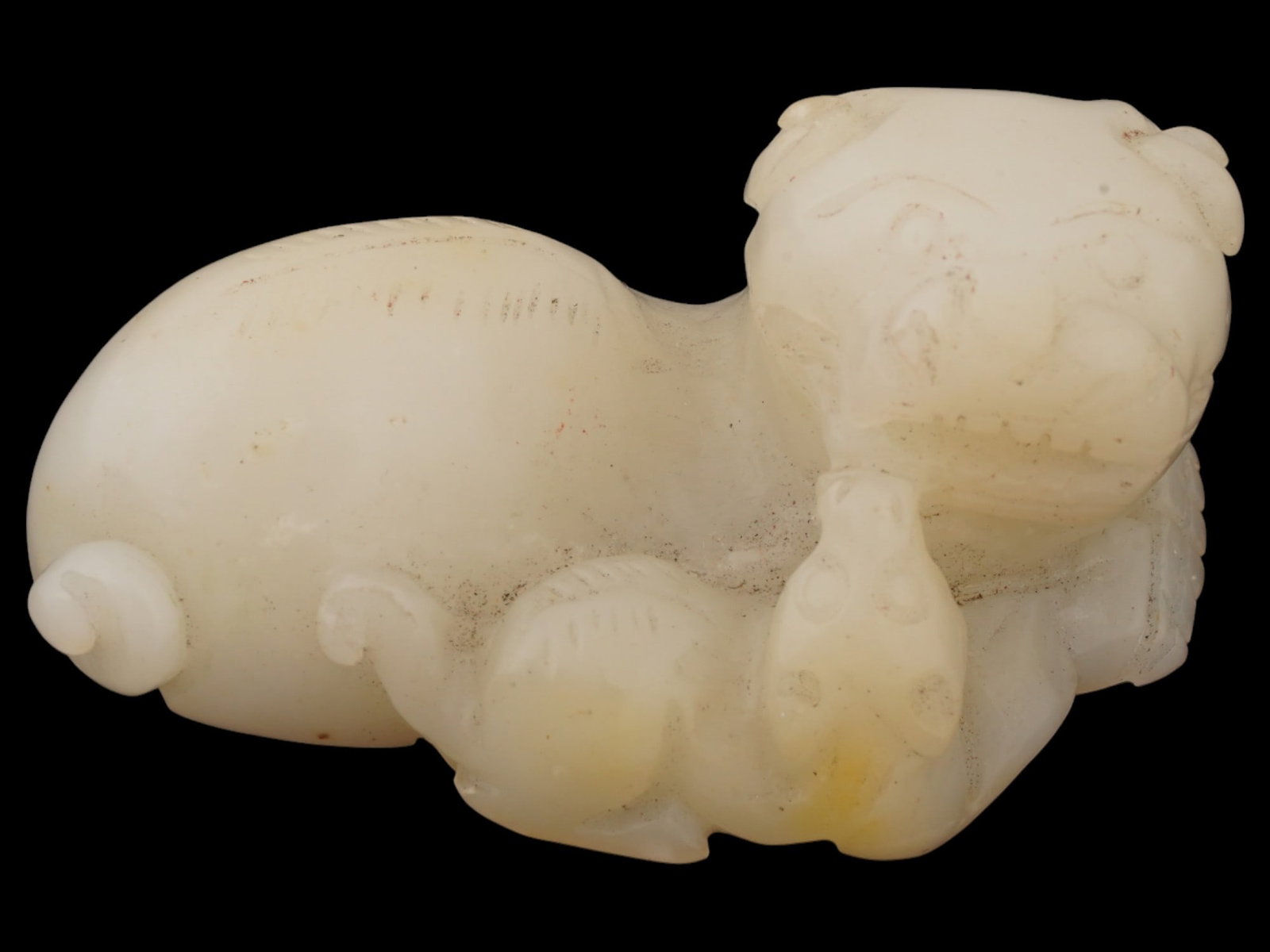 CHINESE CARVED WHITE JADE STONE AMULET PENDANT (1 of 6)